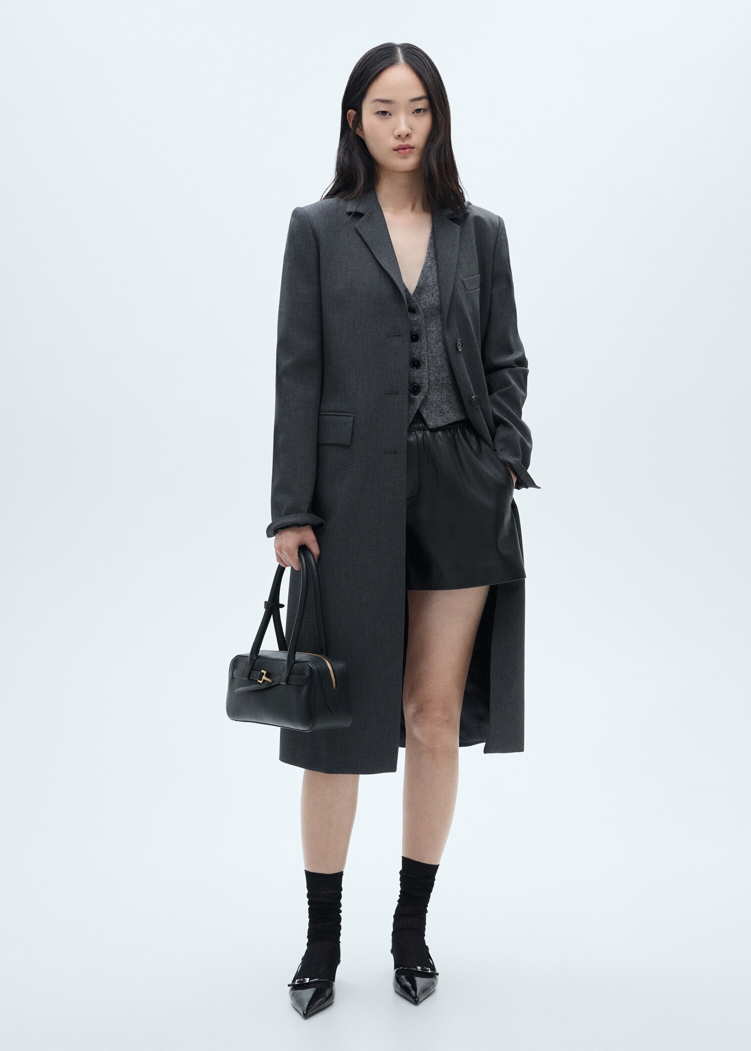 Short simili-cuir taille élastique - Plan général