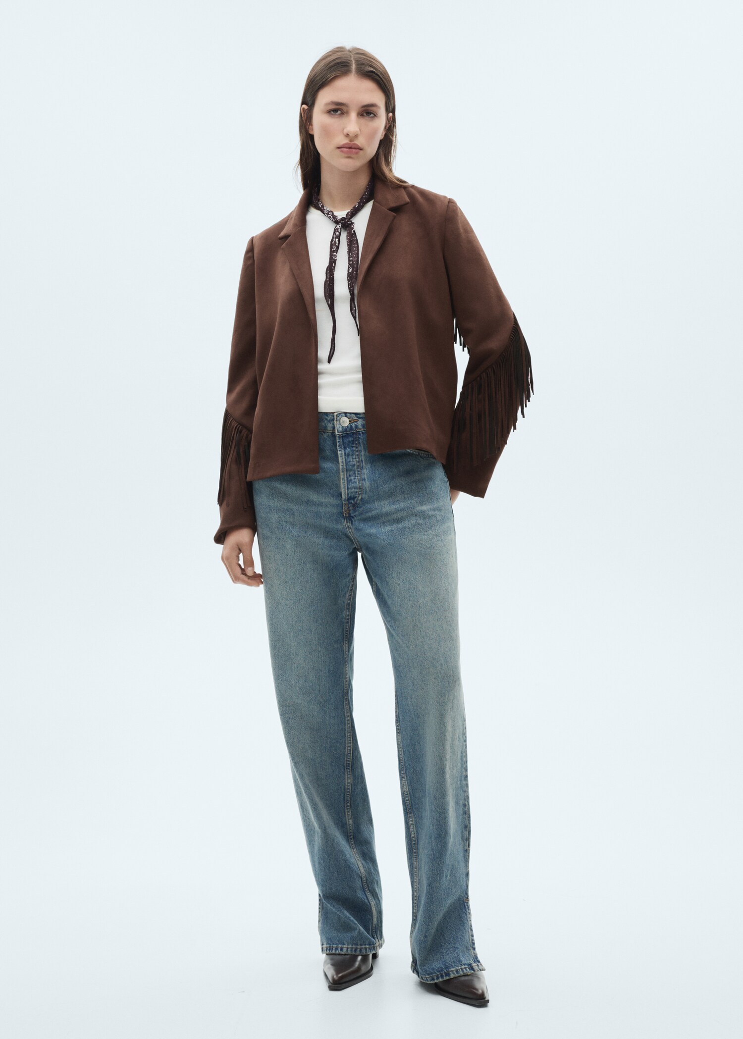 Suede-effect fringes jacket - General plane
