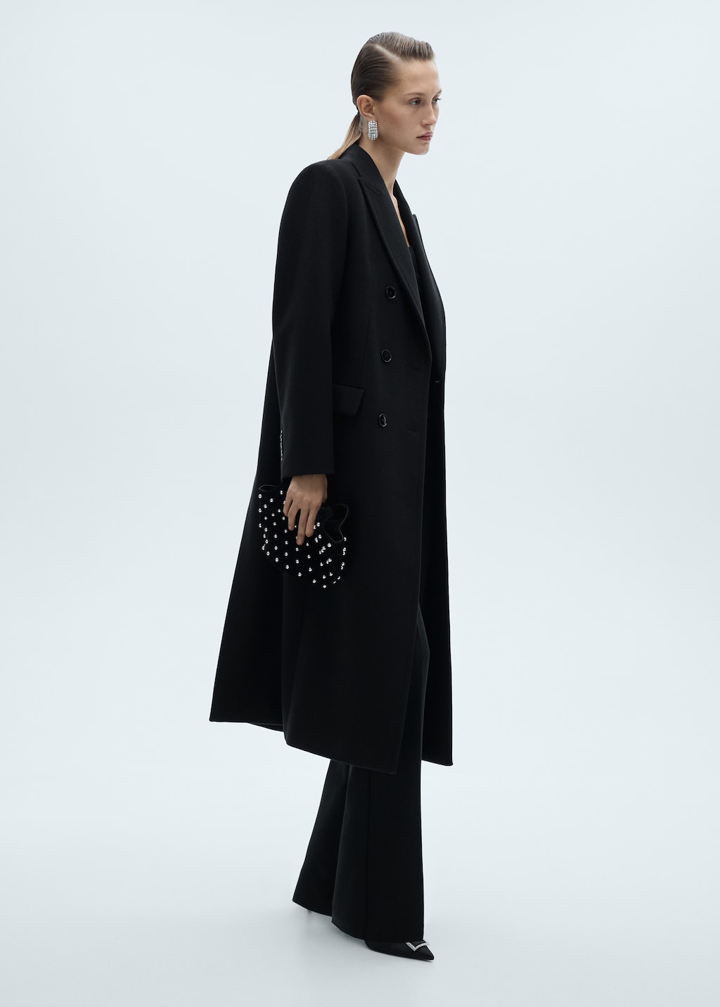 Double-breasted wool coat - Women | MANGO Japan