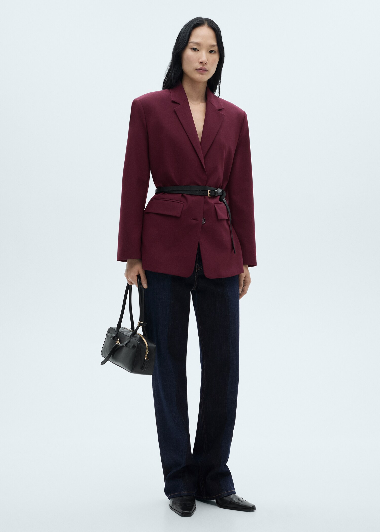 Wool jacket with pronounced shoulders - General plane