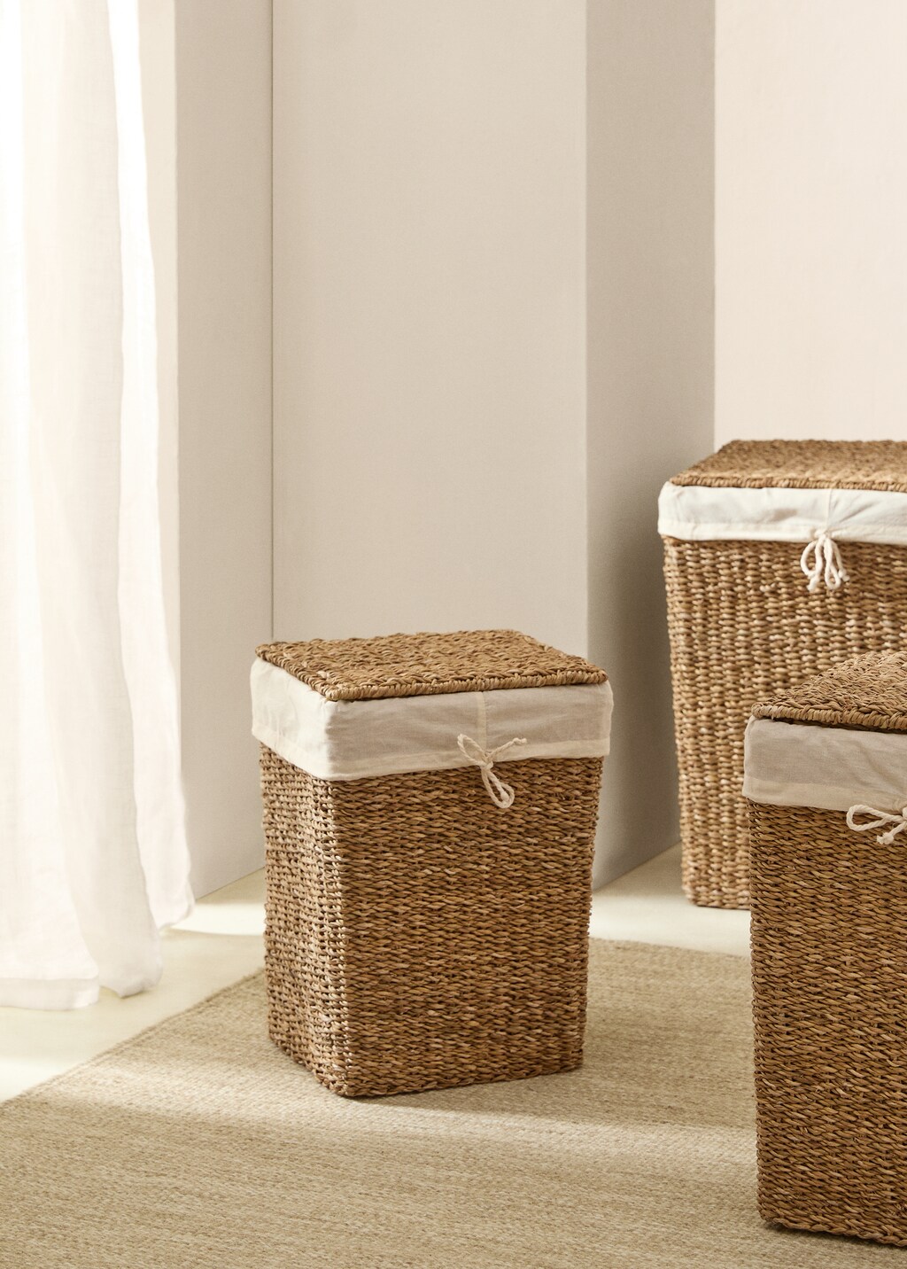 Natural fibre laundry basket 29x25x40cm Home MANGO Ireland