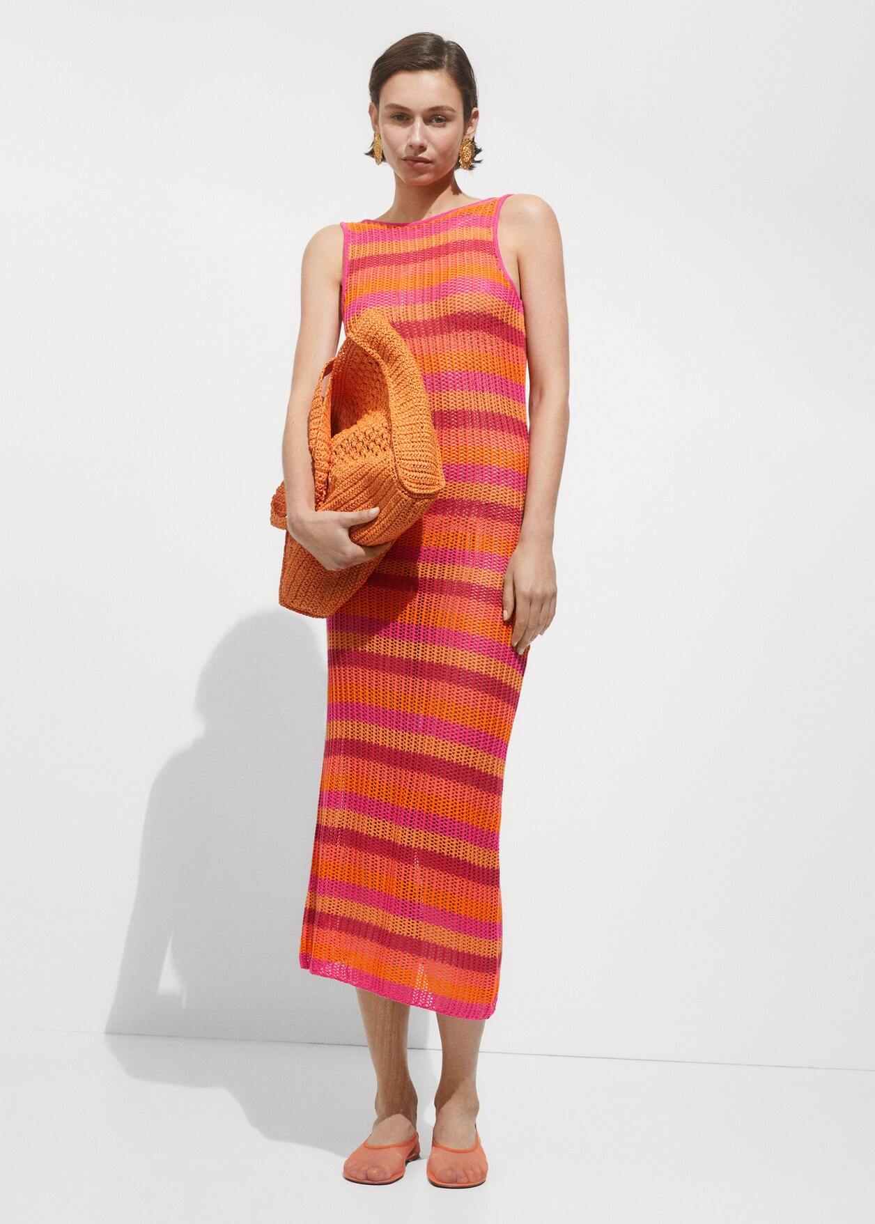Striped crochet dress Women MANGO USA