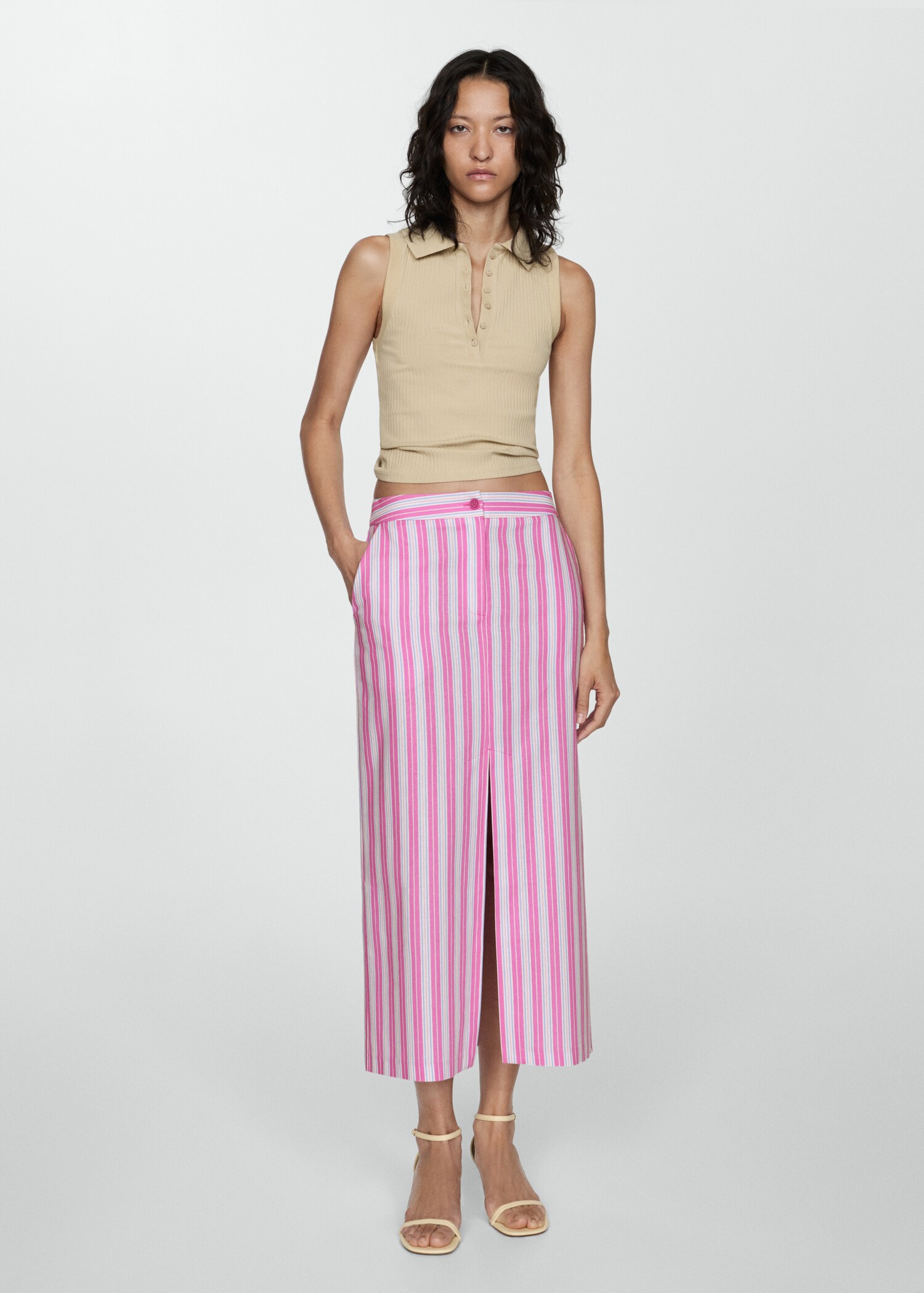 Slit striped skirt - General plane