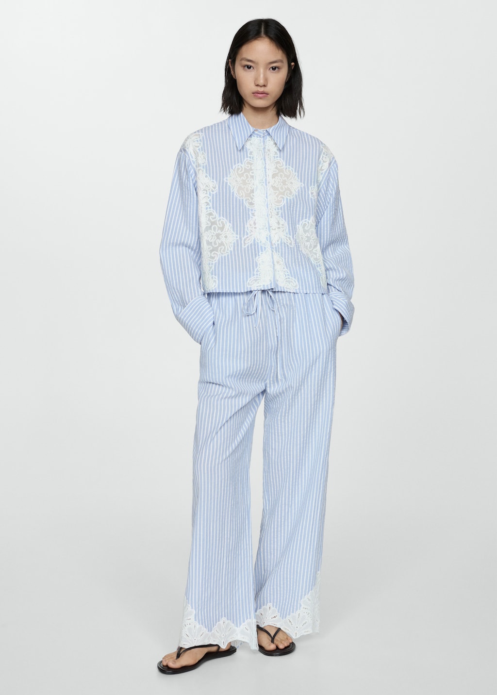 Chemise rayee brodee