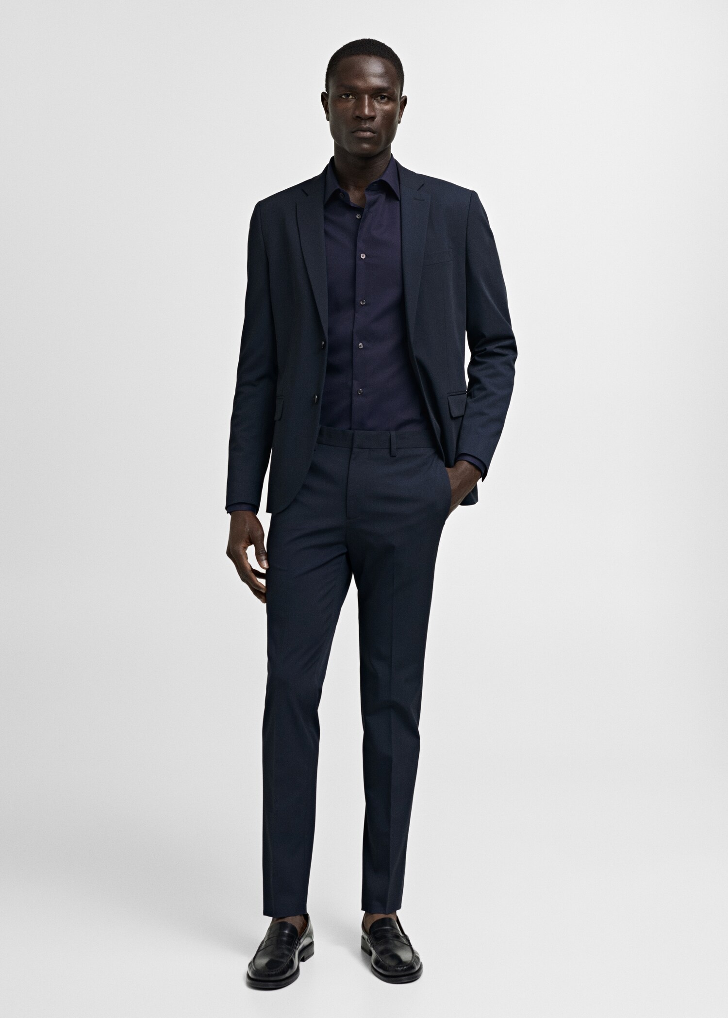 Slim-fit cotton poplin suit shirt - General plane