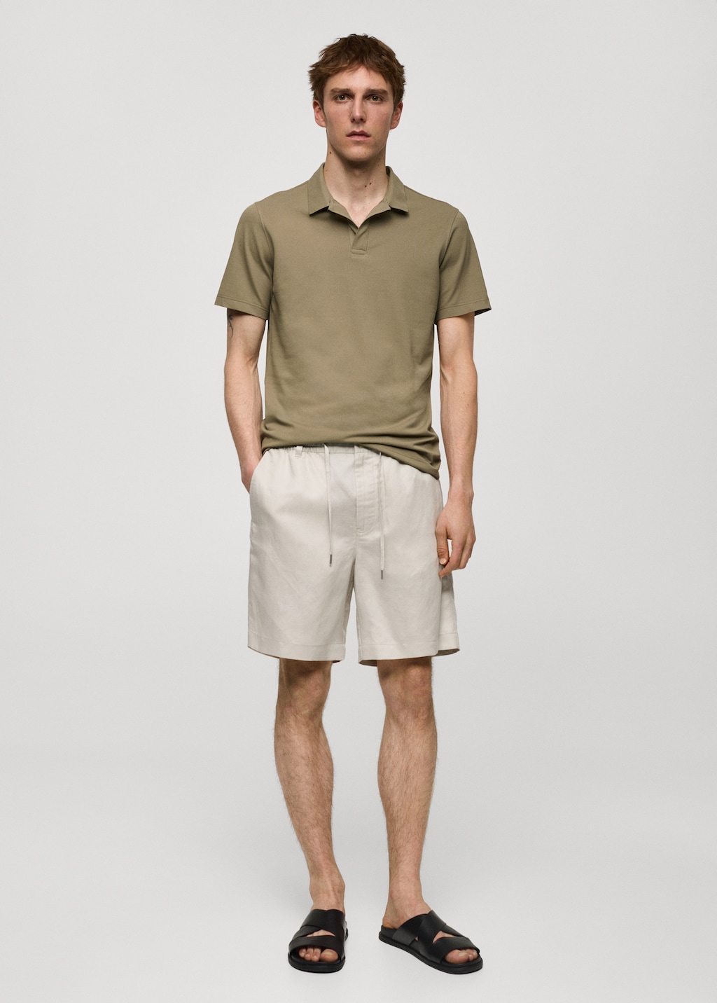 Khaki shorts and high quality polo shirt