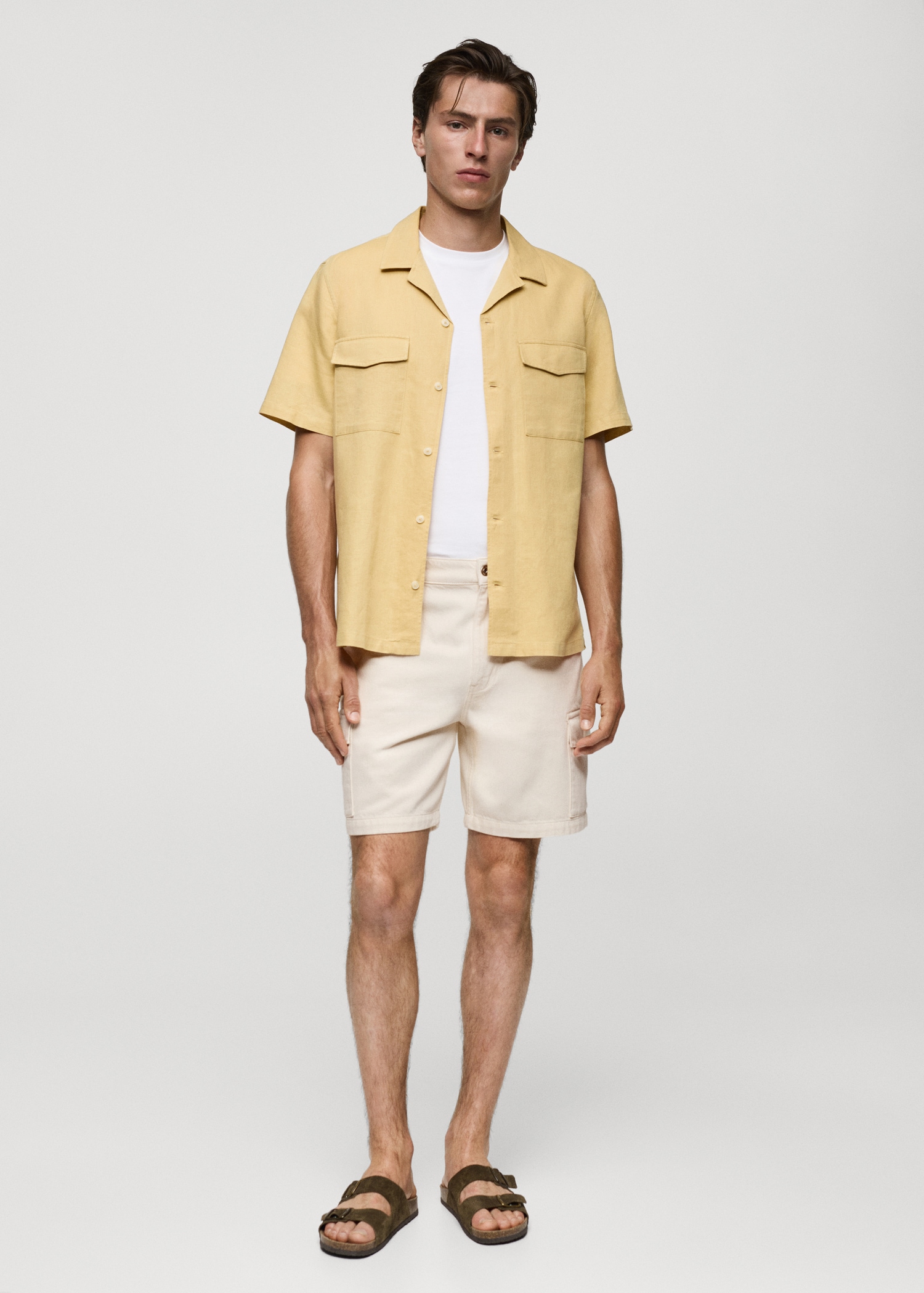 Denim cotton cargo shorts - General plane