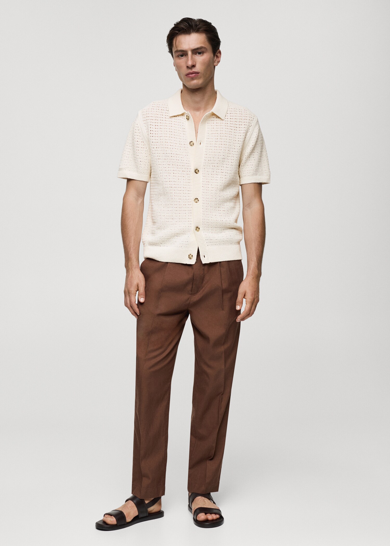 Openwork knit polo with buttons - General plane