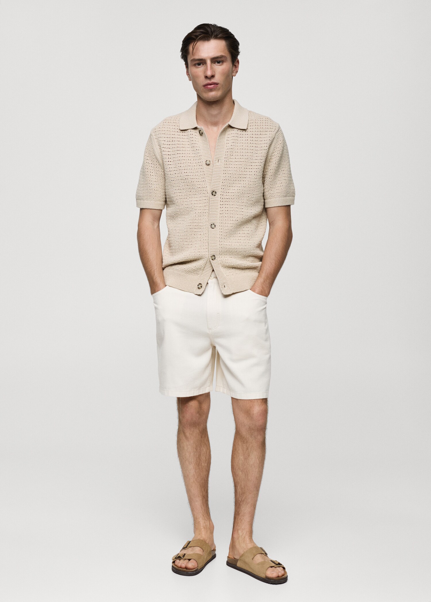 Openwork knit polo with buttons - General plane