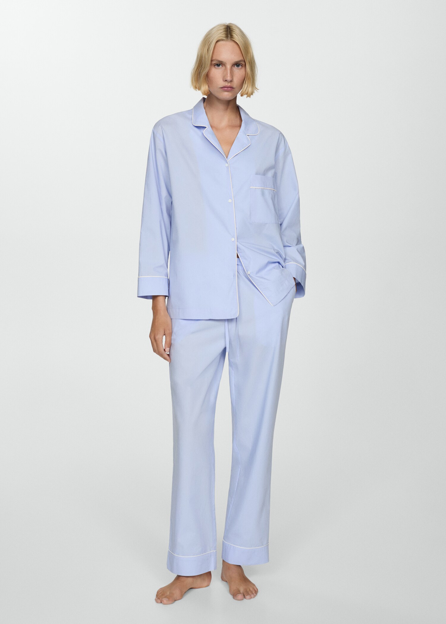 Pyjama shirt with contrasting finish - General plane
