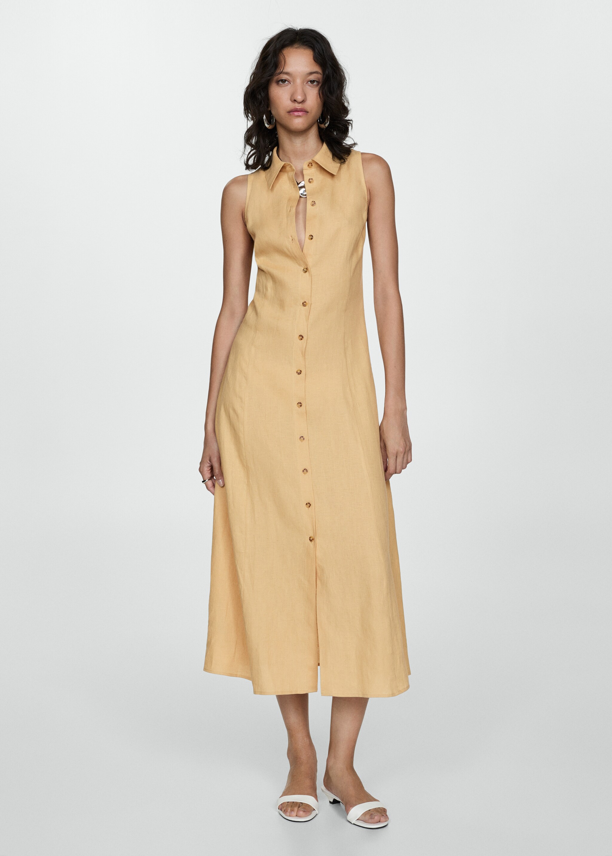 Linen-blend shirt dress - General plane