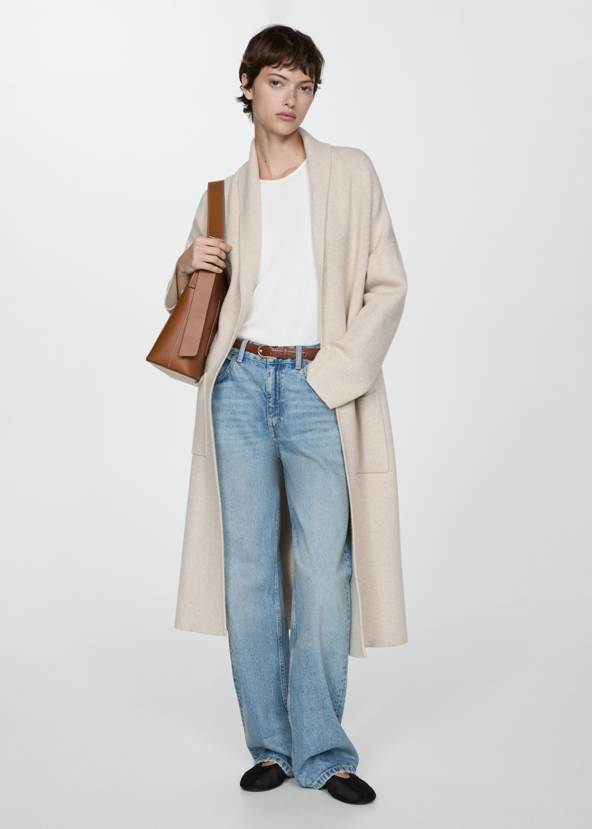 Manteau oversize maille poches - Plan général