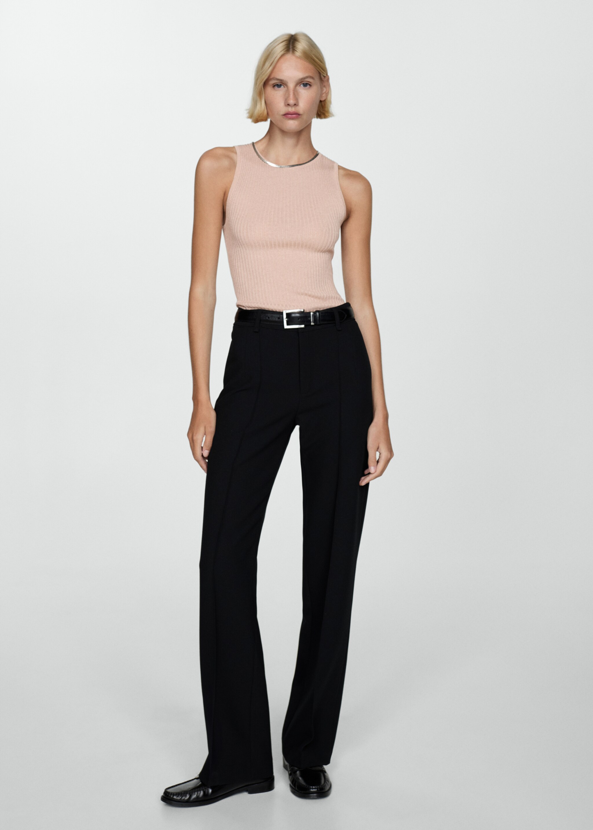 Ribbed knit top - General plane, Pale Pink. Ref: 77084031-00.