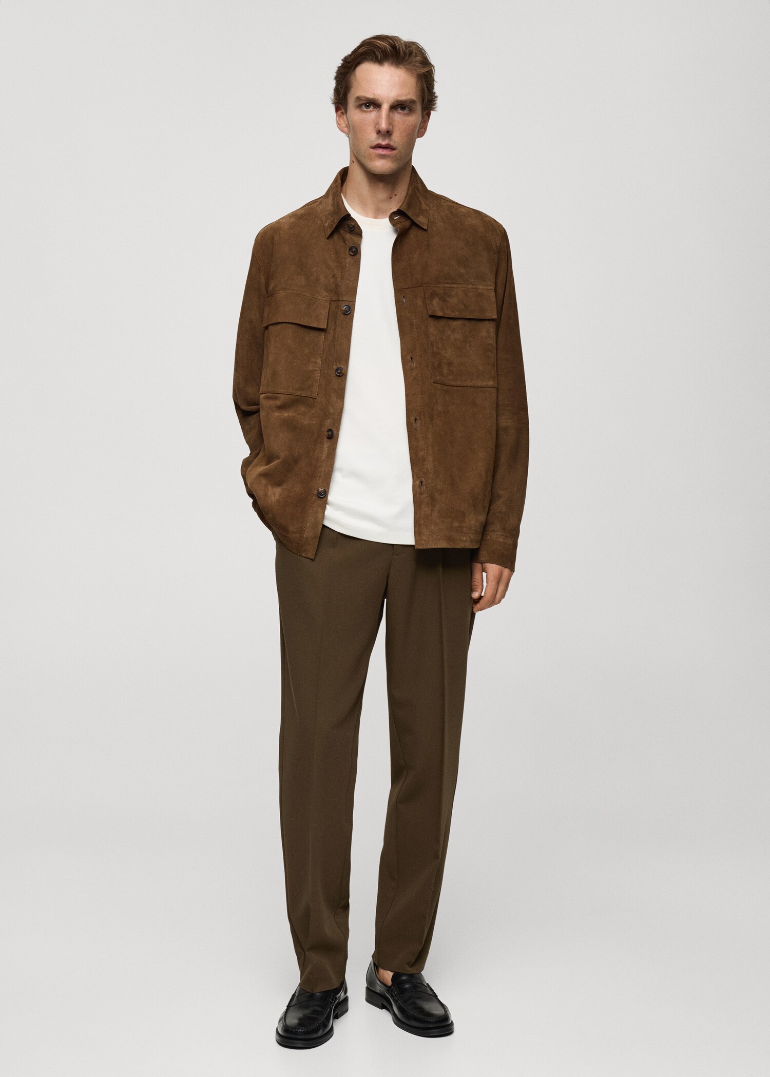 Surchemise 100 % cuir daim poches - Plan général