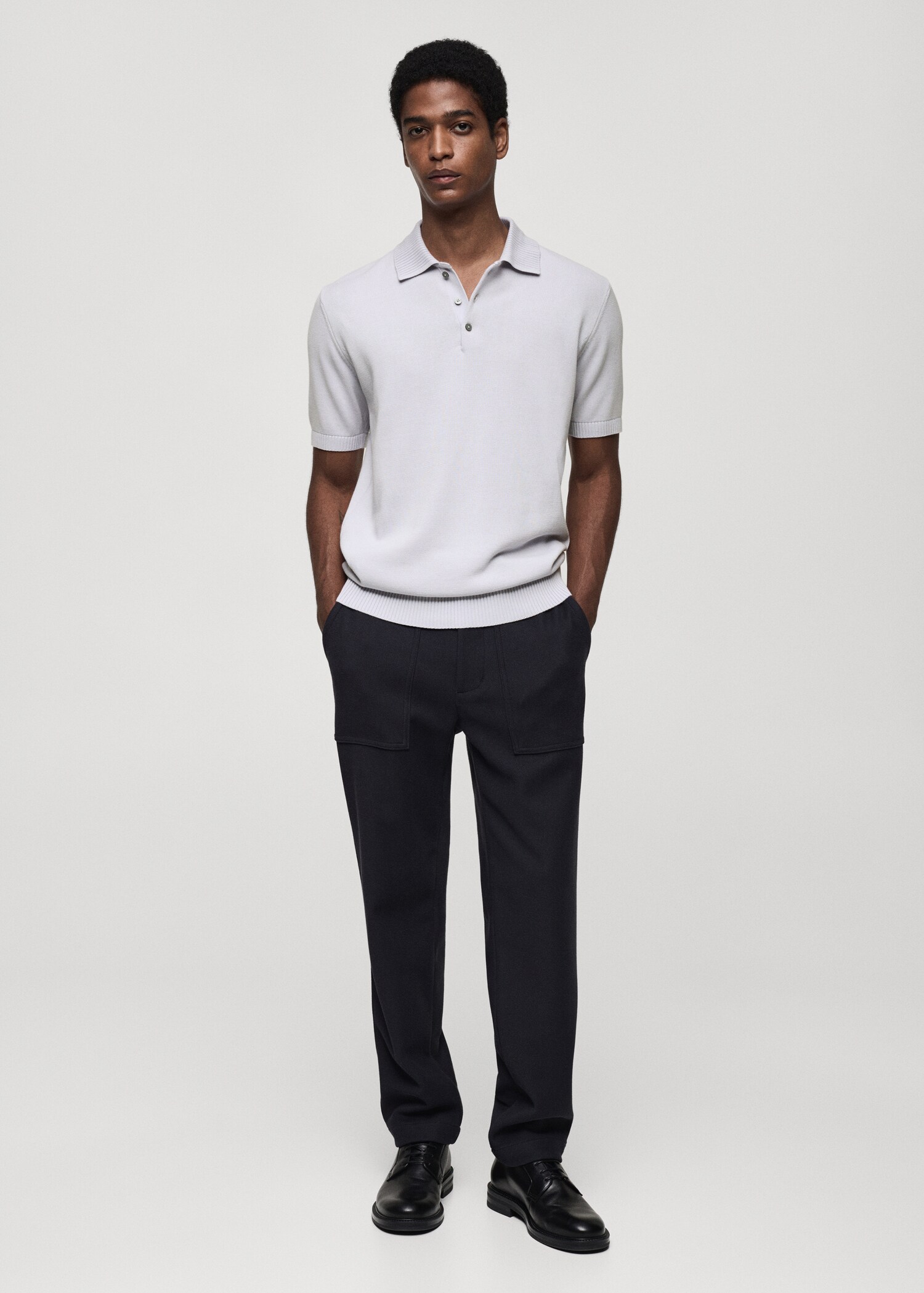 Fine-knit cotton polo shirt - General plane
