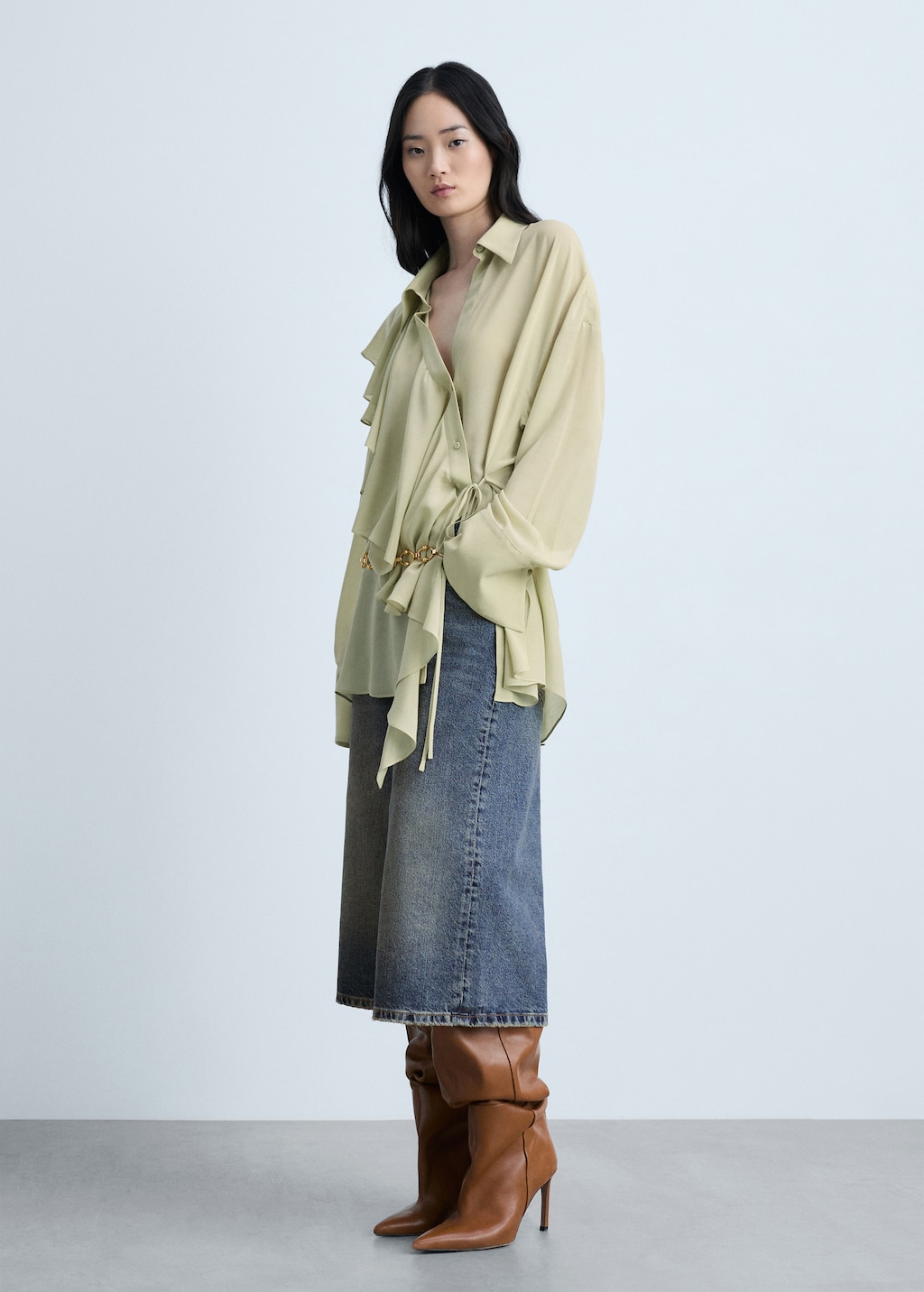 Wideleg denim bermuda shorts
