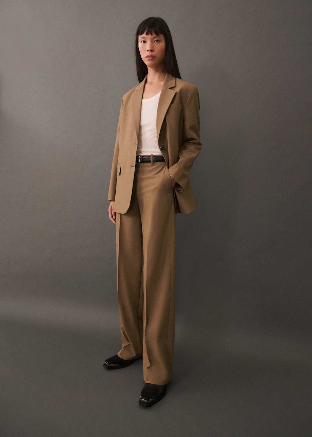 Mango Double Breasted Straight Fit Jacket Medium Brown M Women