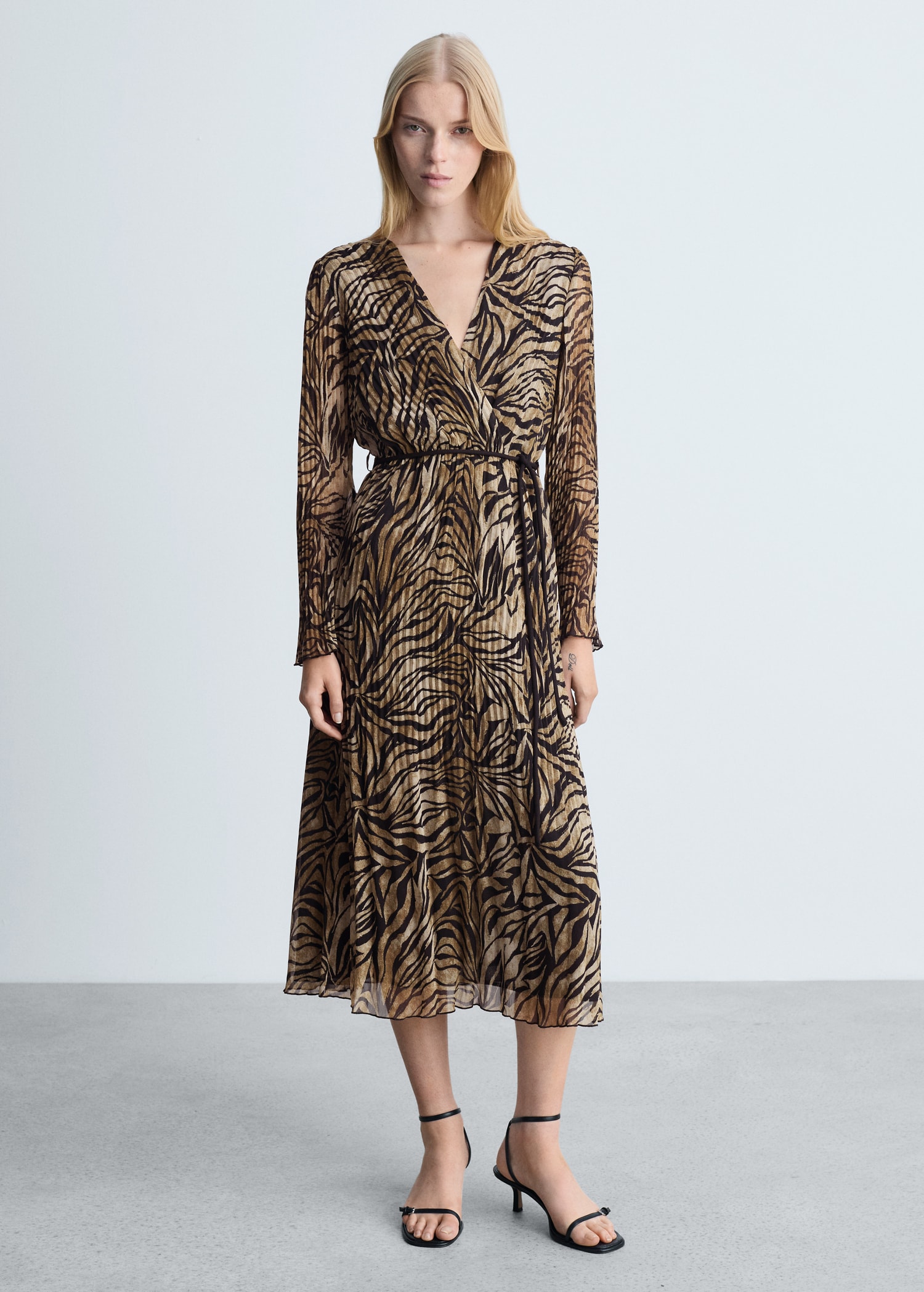 Leopard-print dress with bow - General plane