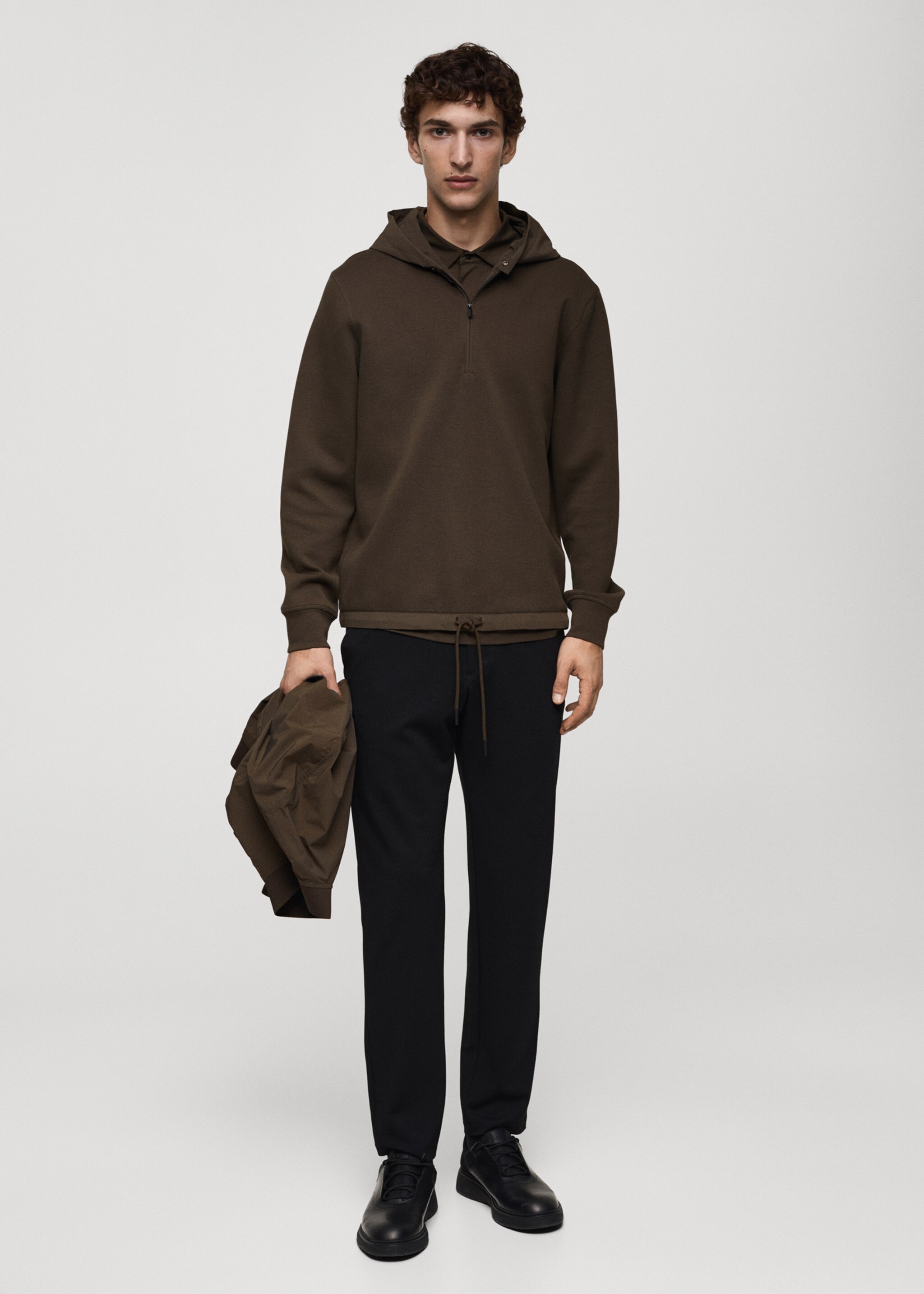 Stretch fabric regular-fit hooded sweatshirt - General plane