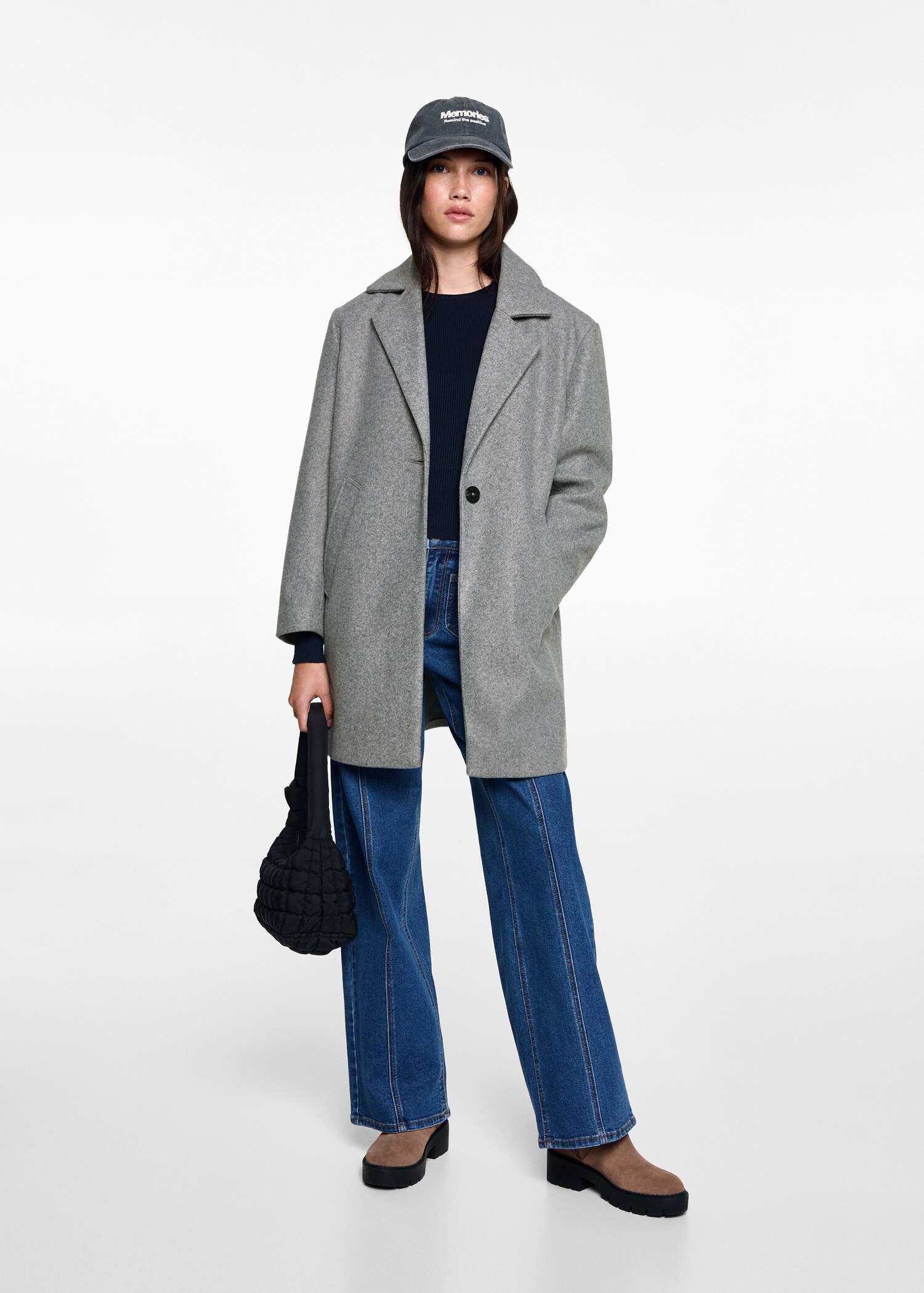 Manteau drap de laine poches - Plan général