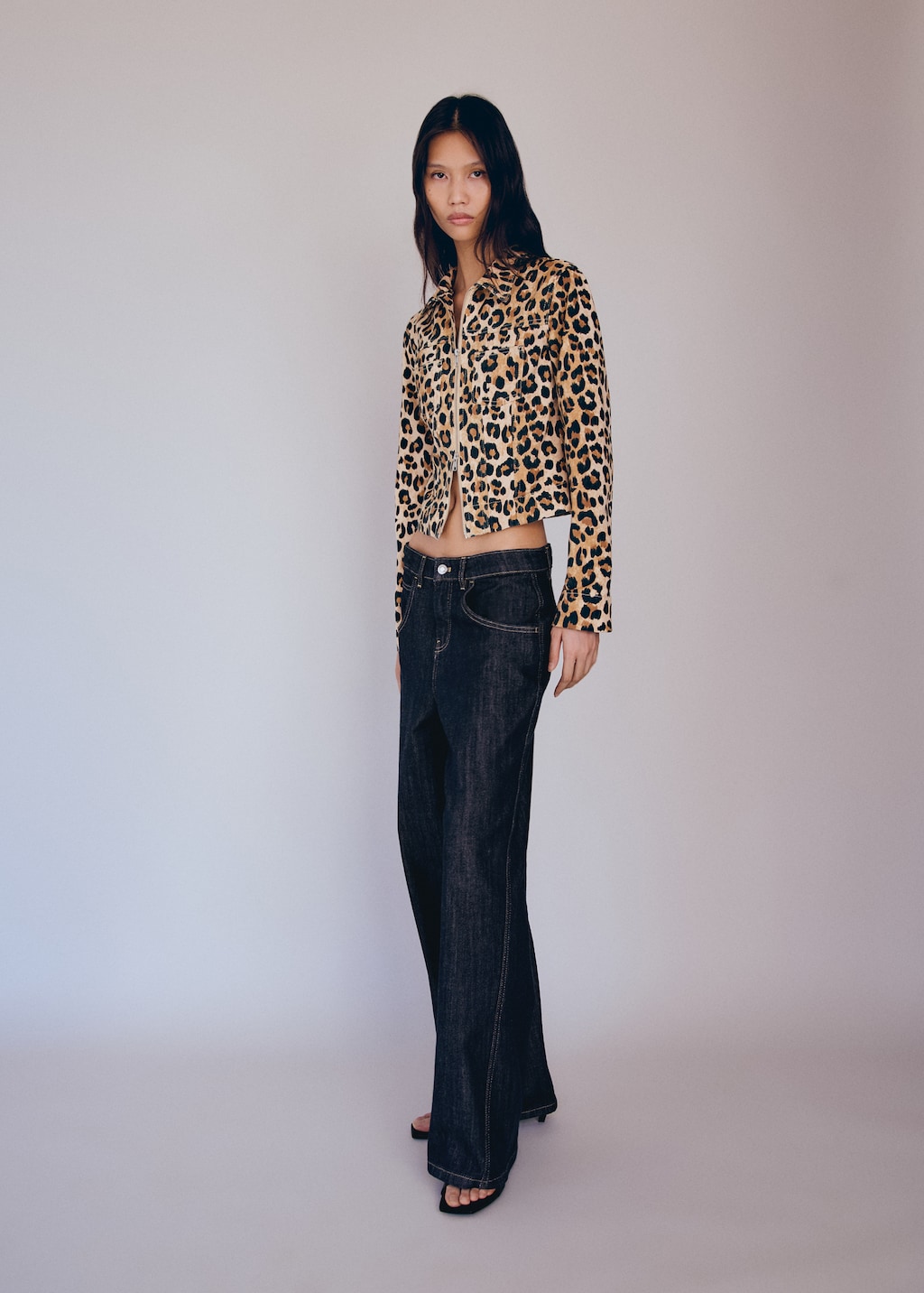 Leopard print jacket with double zip Women MANGO Pakistan