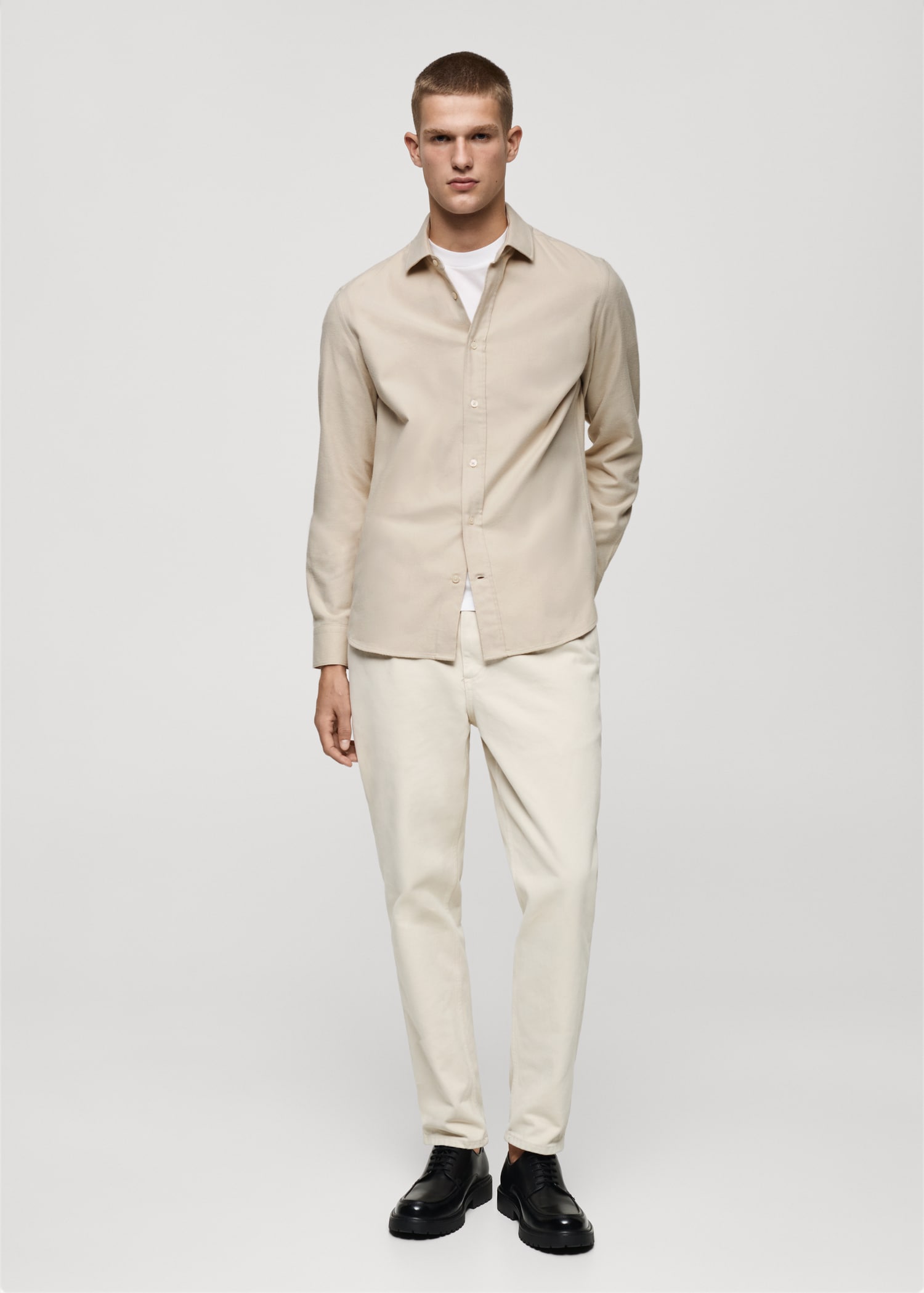 Regular-Fit-Hemd aus 100 % Baumwoll-Flanell - Allgemeine Ansicht