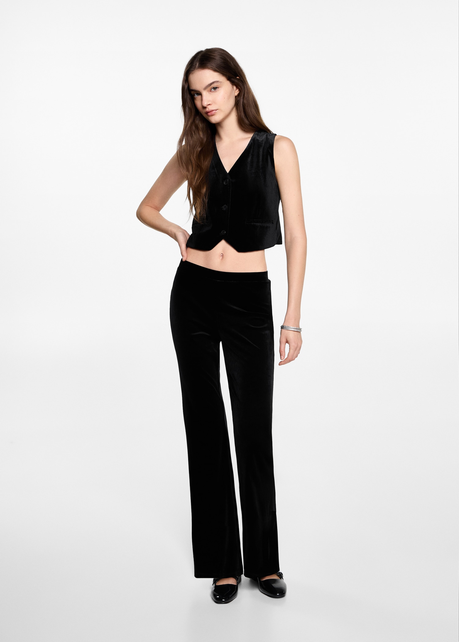 Cropped velvet waistcoat - General plane