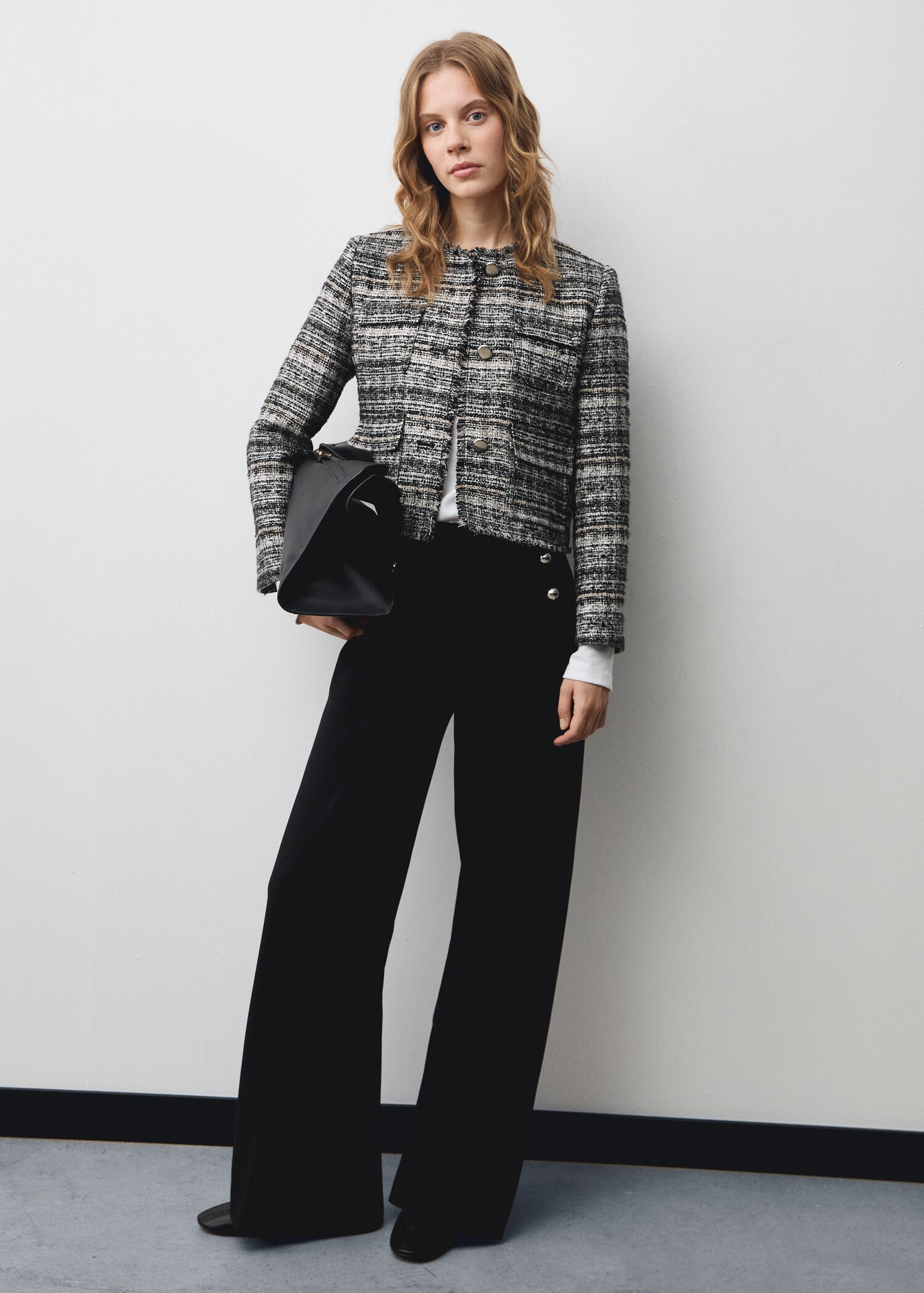 Wideleg trousers with metallic details - General plane