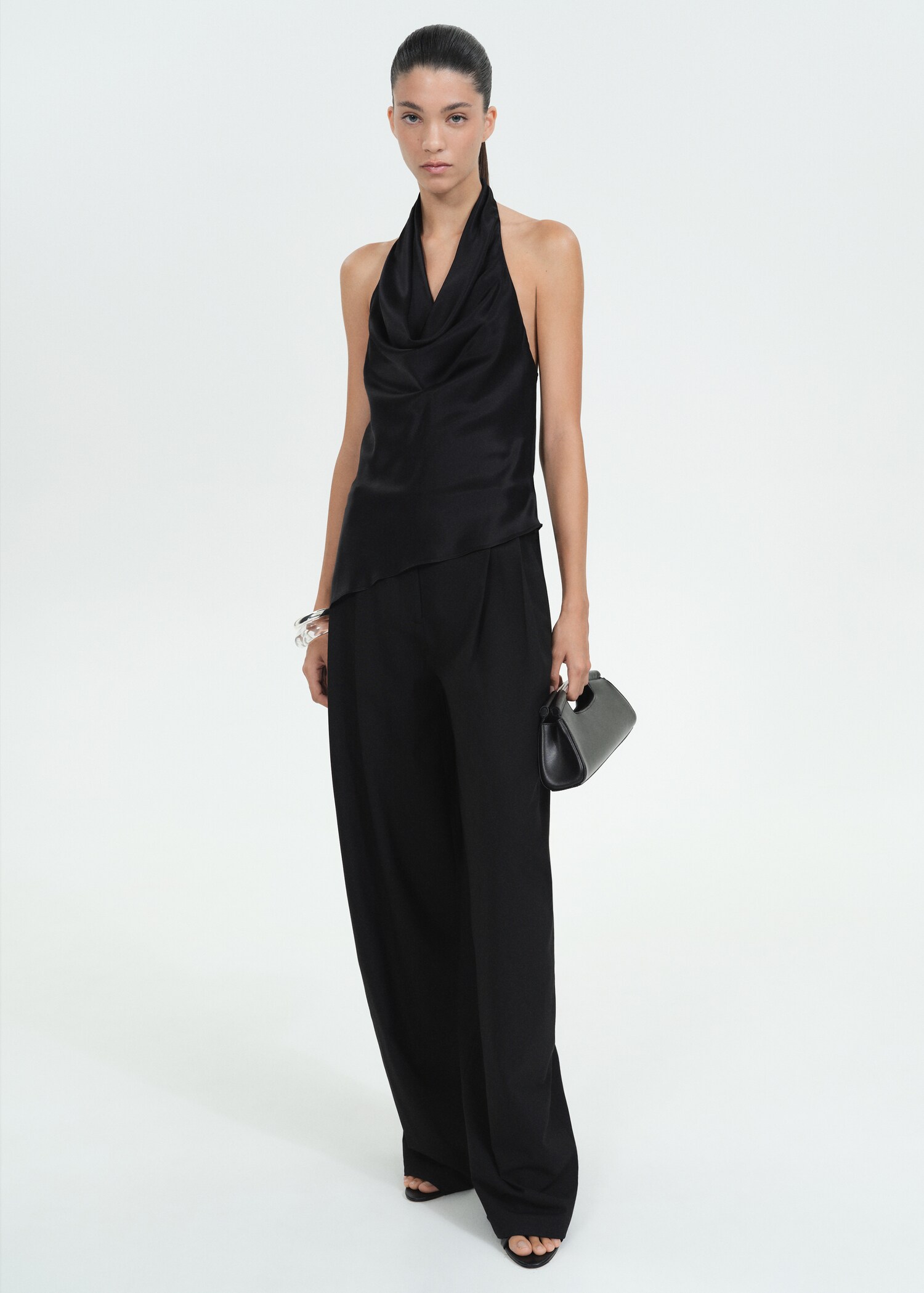 Draped satin backless top - General plane