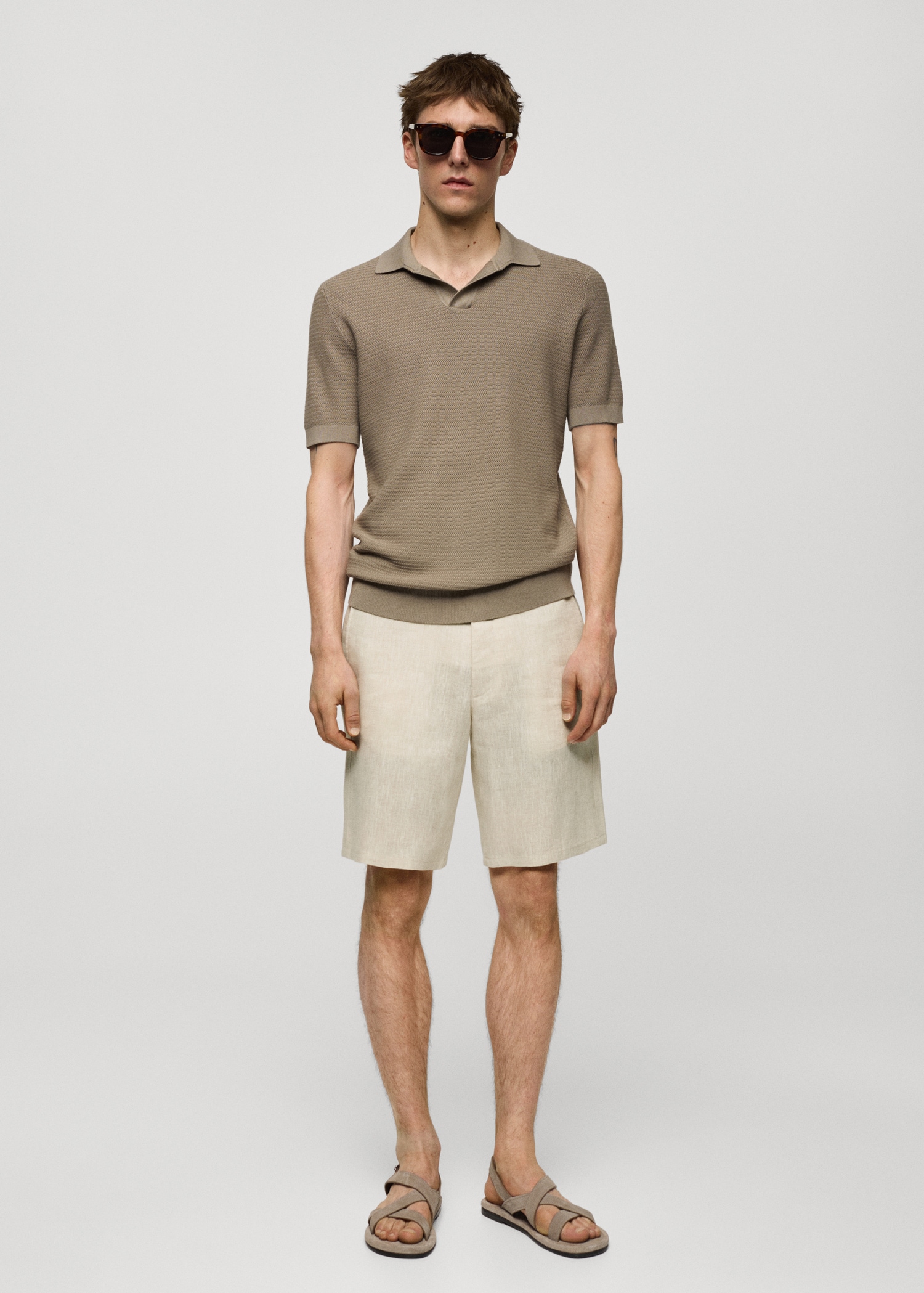 Bermuda slim-fit 100 % lin - Plan général