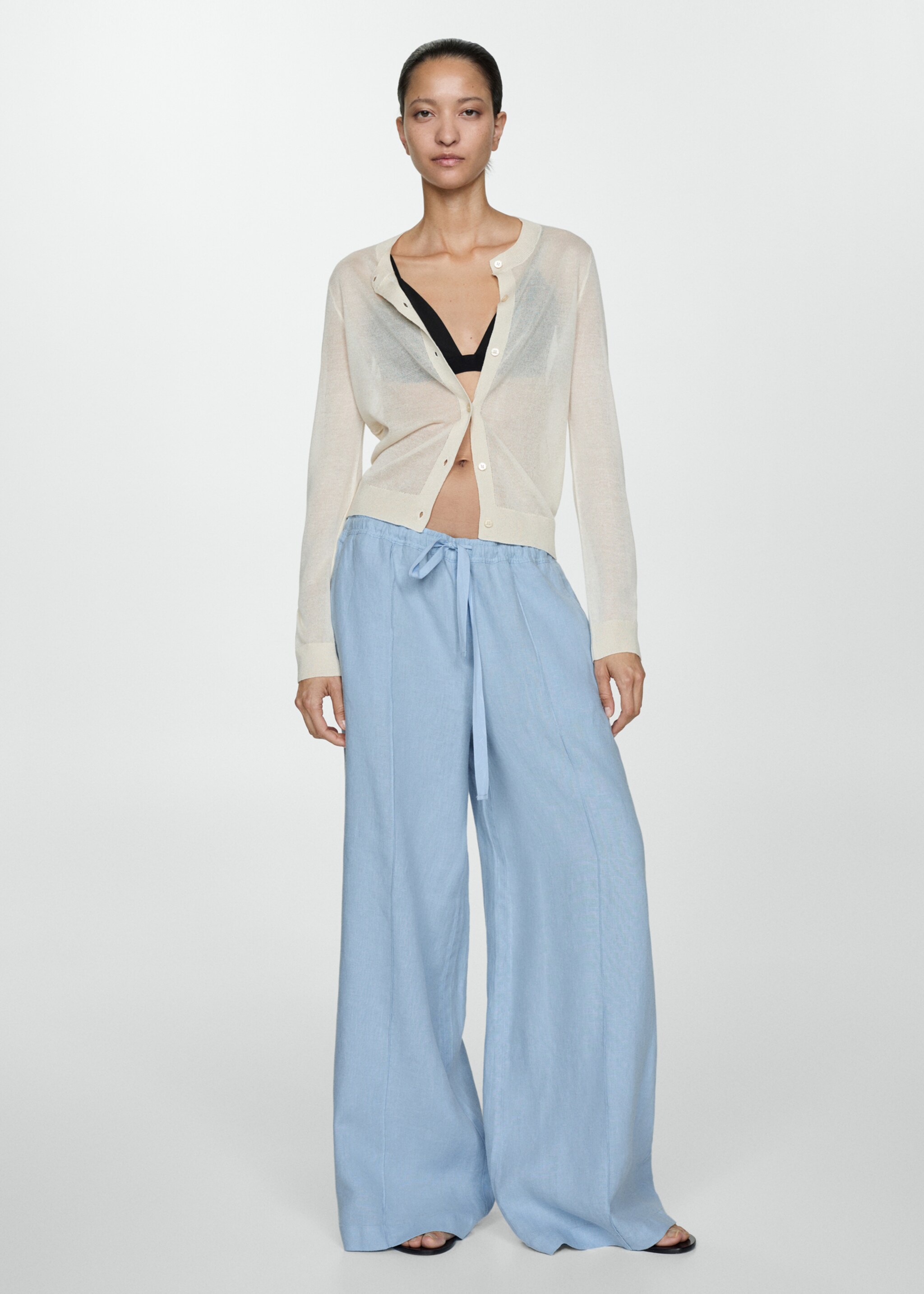Wideleg linen trousers - General plane