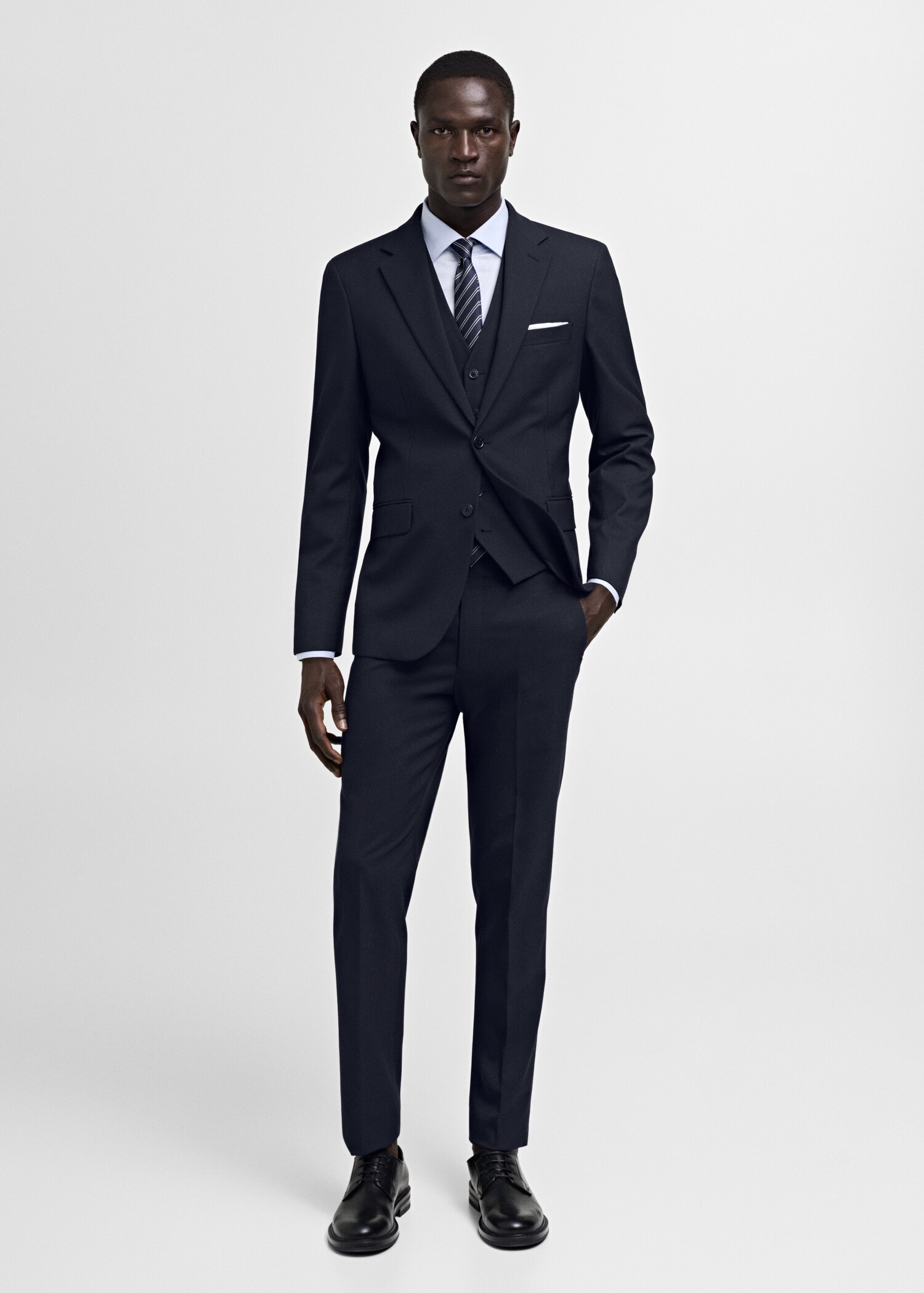 Slim-fit suit waistcoat in stretch fabric - General plane
