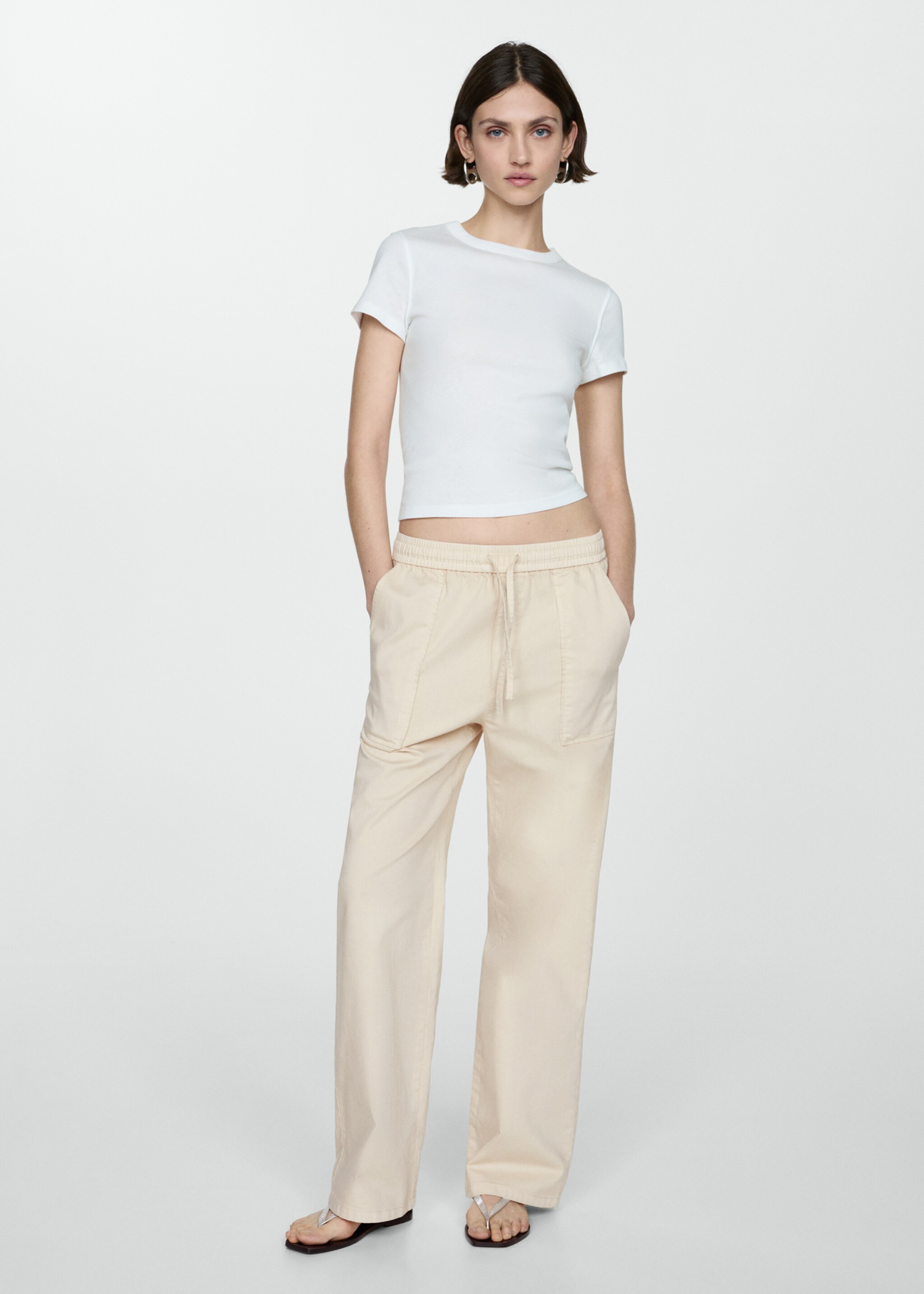 Pantalón algodón cintura elástica - Plano general