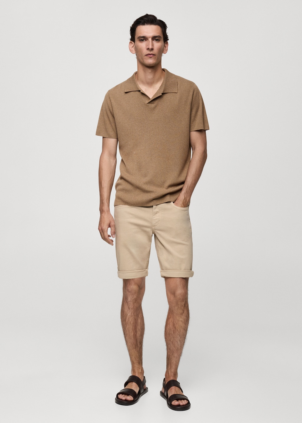 Slim-fit denim bermuda shorts