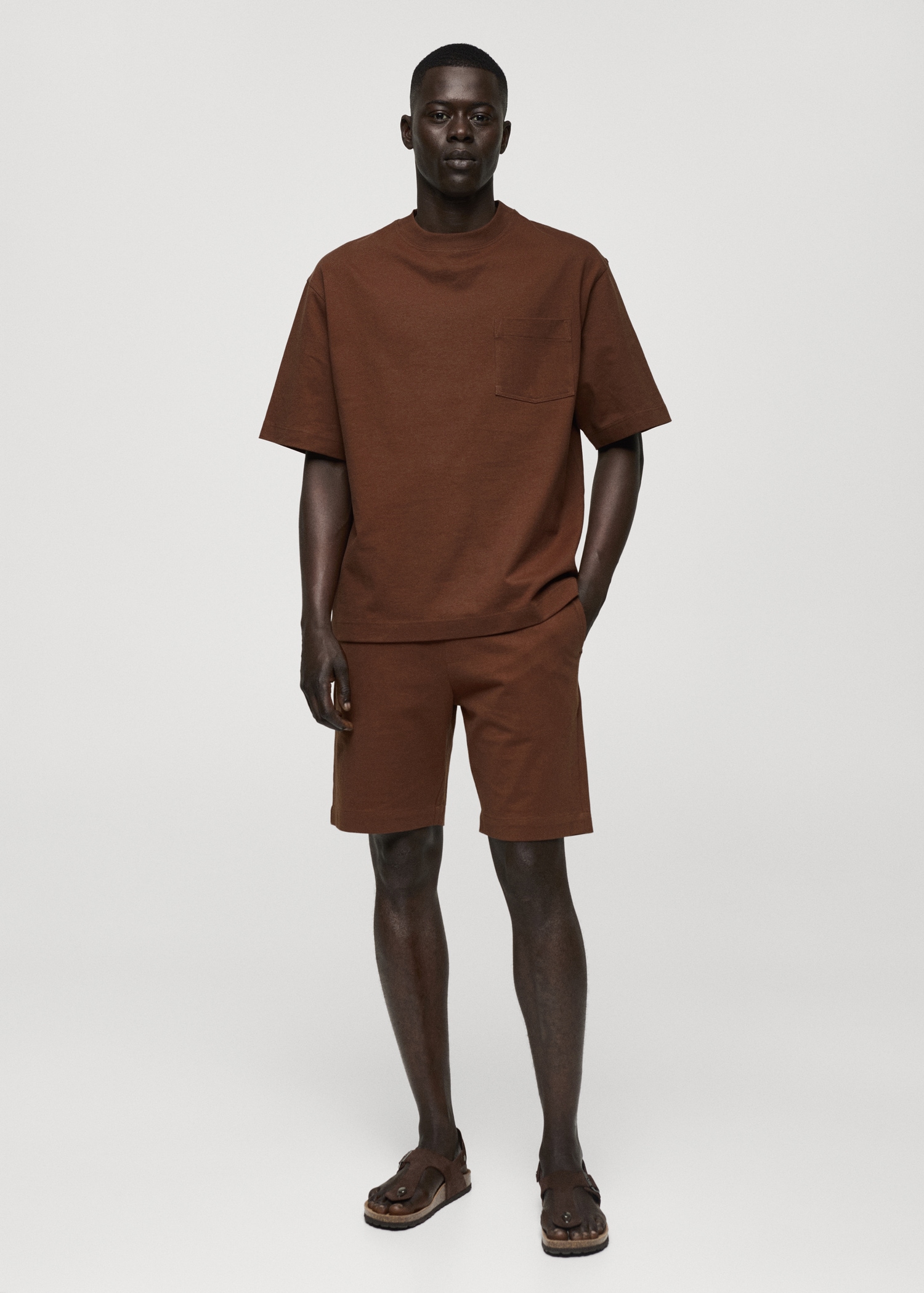 100% cotton bermuda shorts with drawstring - General plane