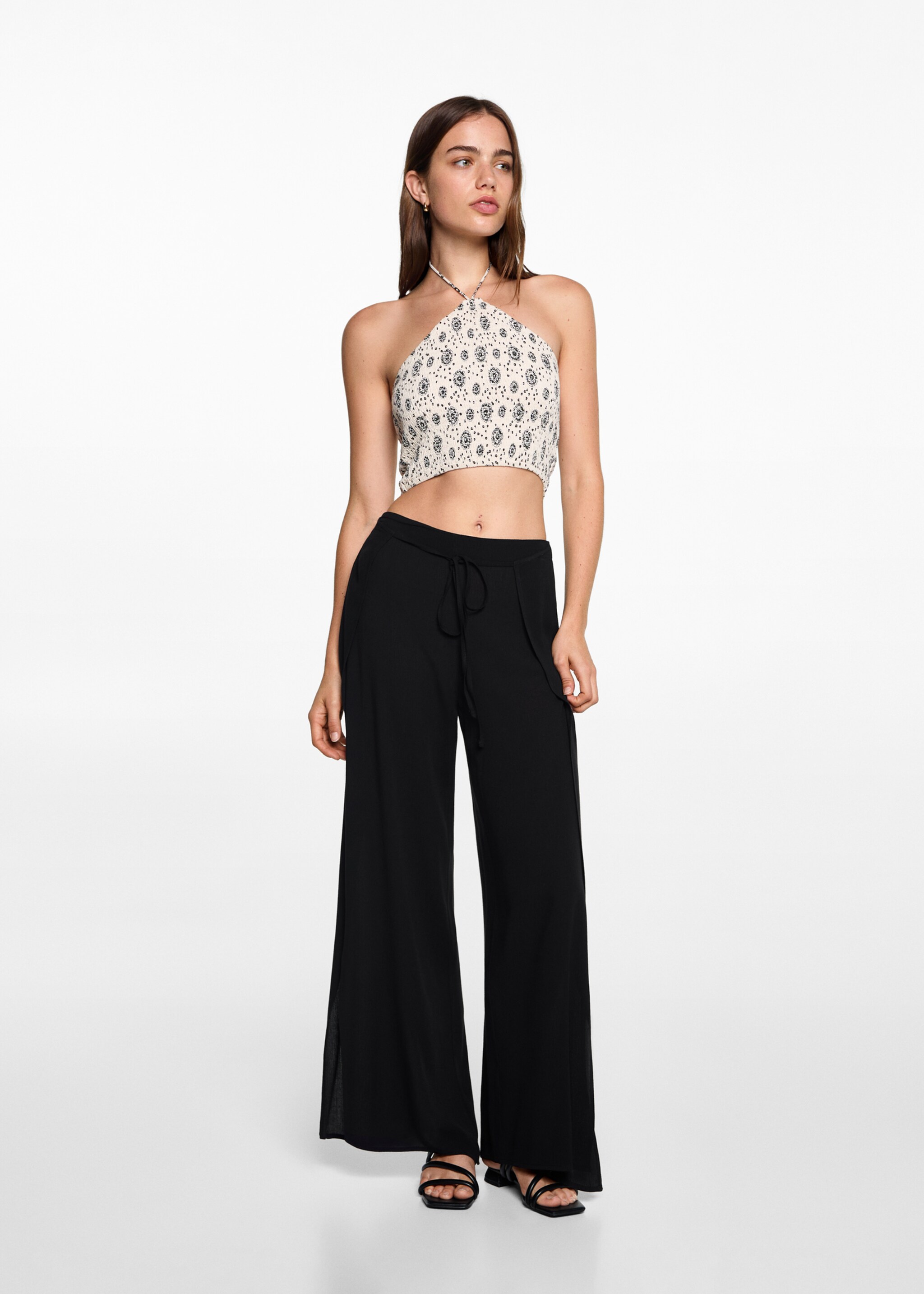 Pantalón palazzo aberturas - Plano general, Negro. Ref: 77090643-00.