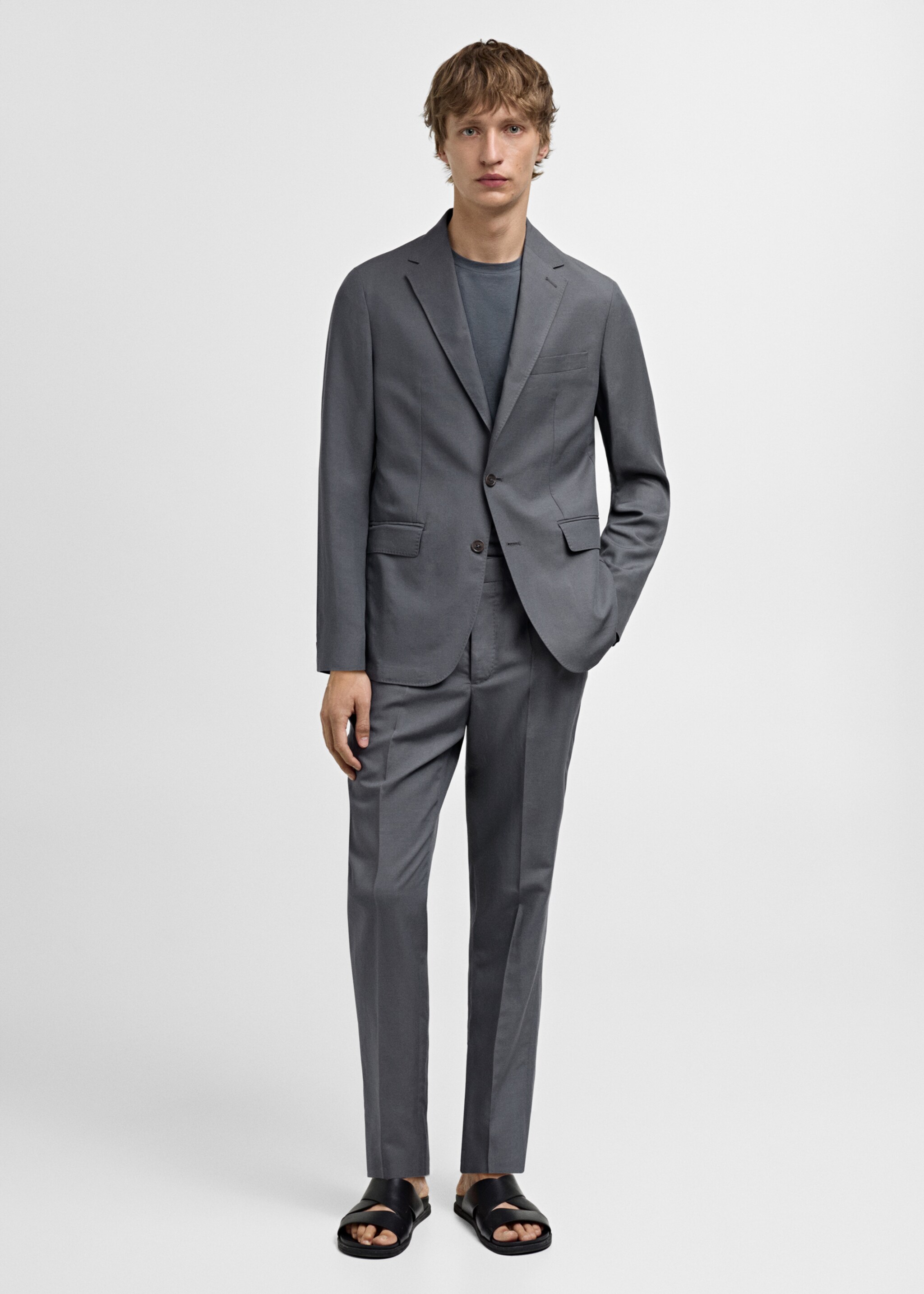 Americana traje slim fit mezcla lino - Plano general