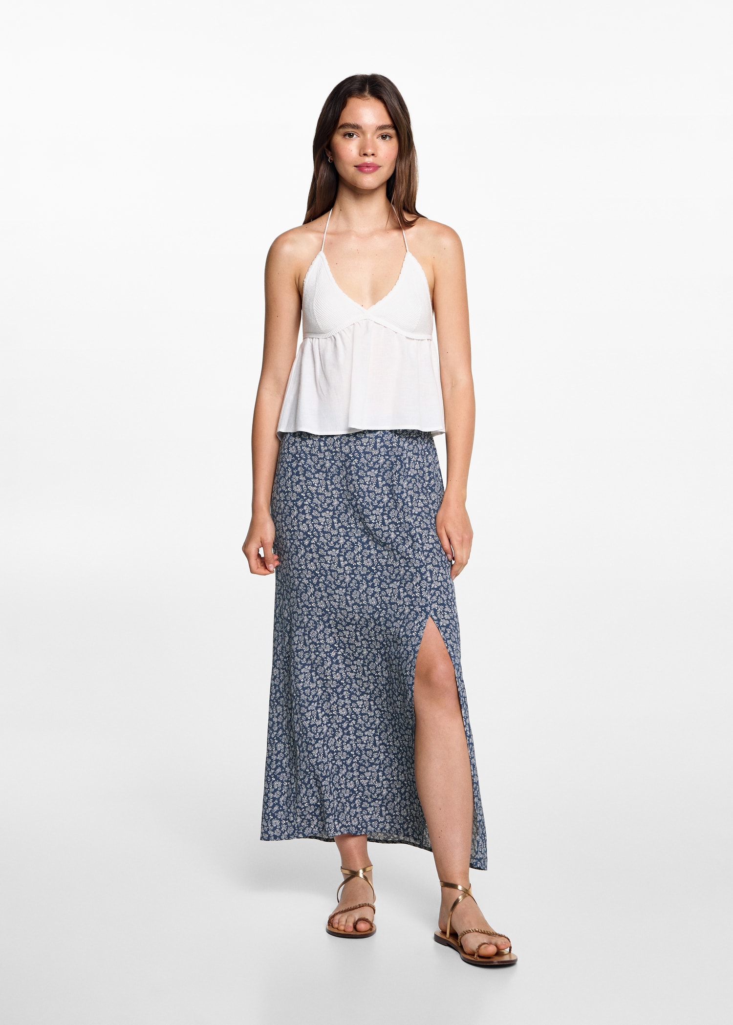 Floral midi skirt - General plane