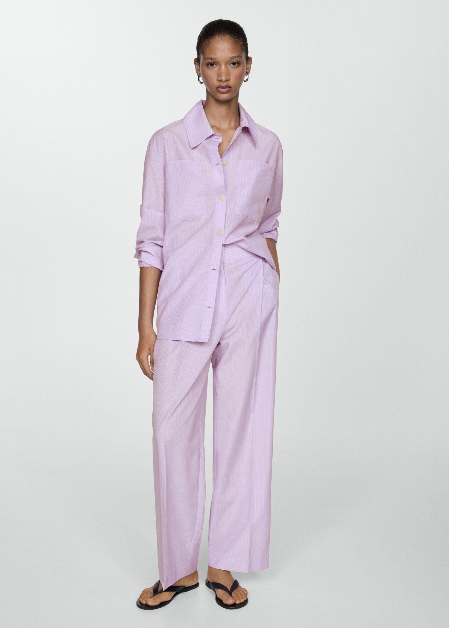 Striped wideleg trousers - General plane