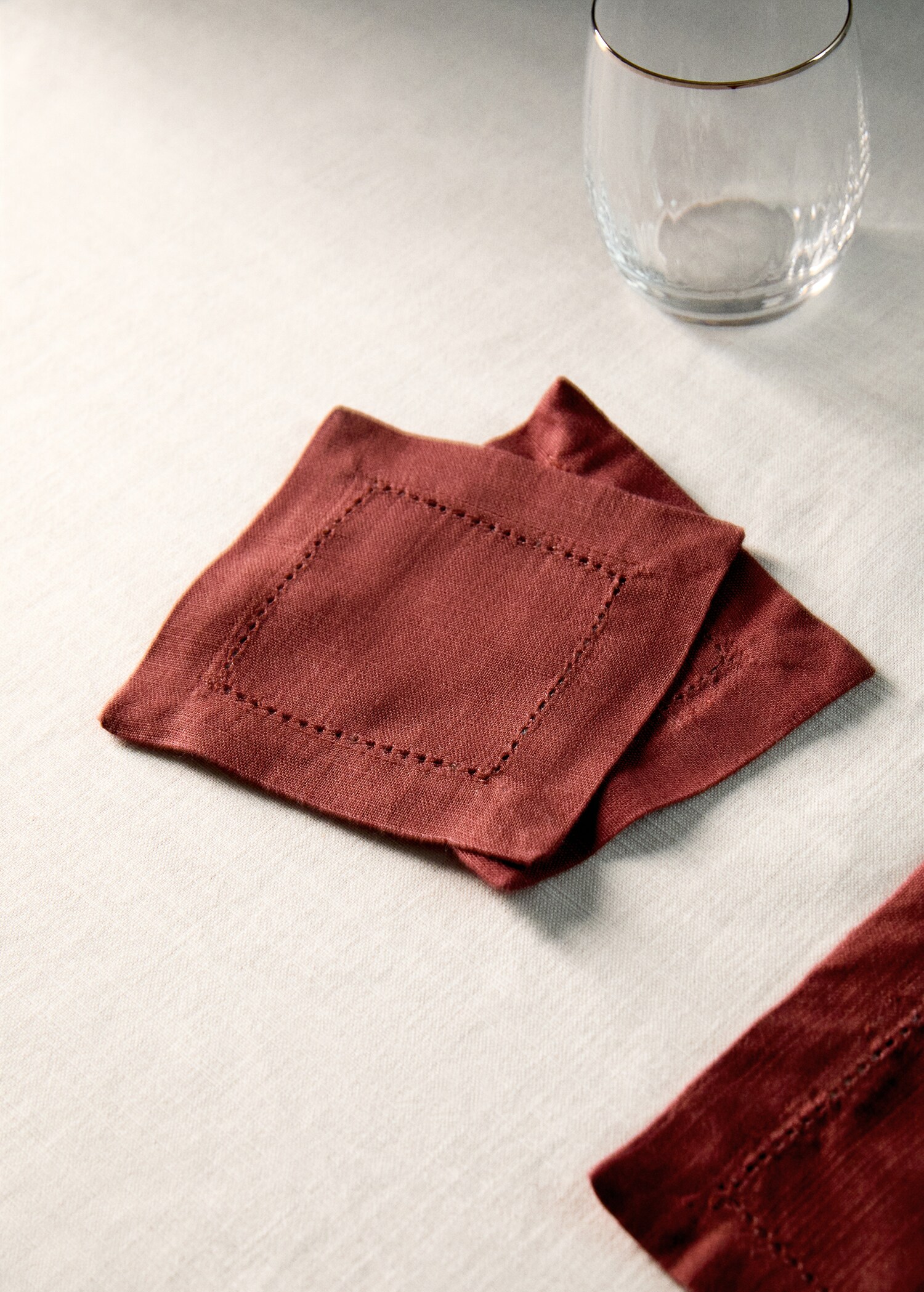 Cotton coaster with hemstitch detail - General plane