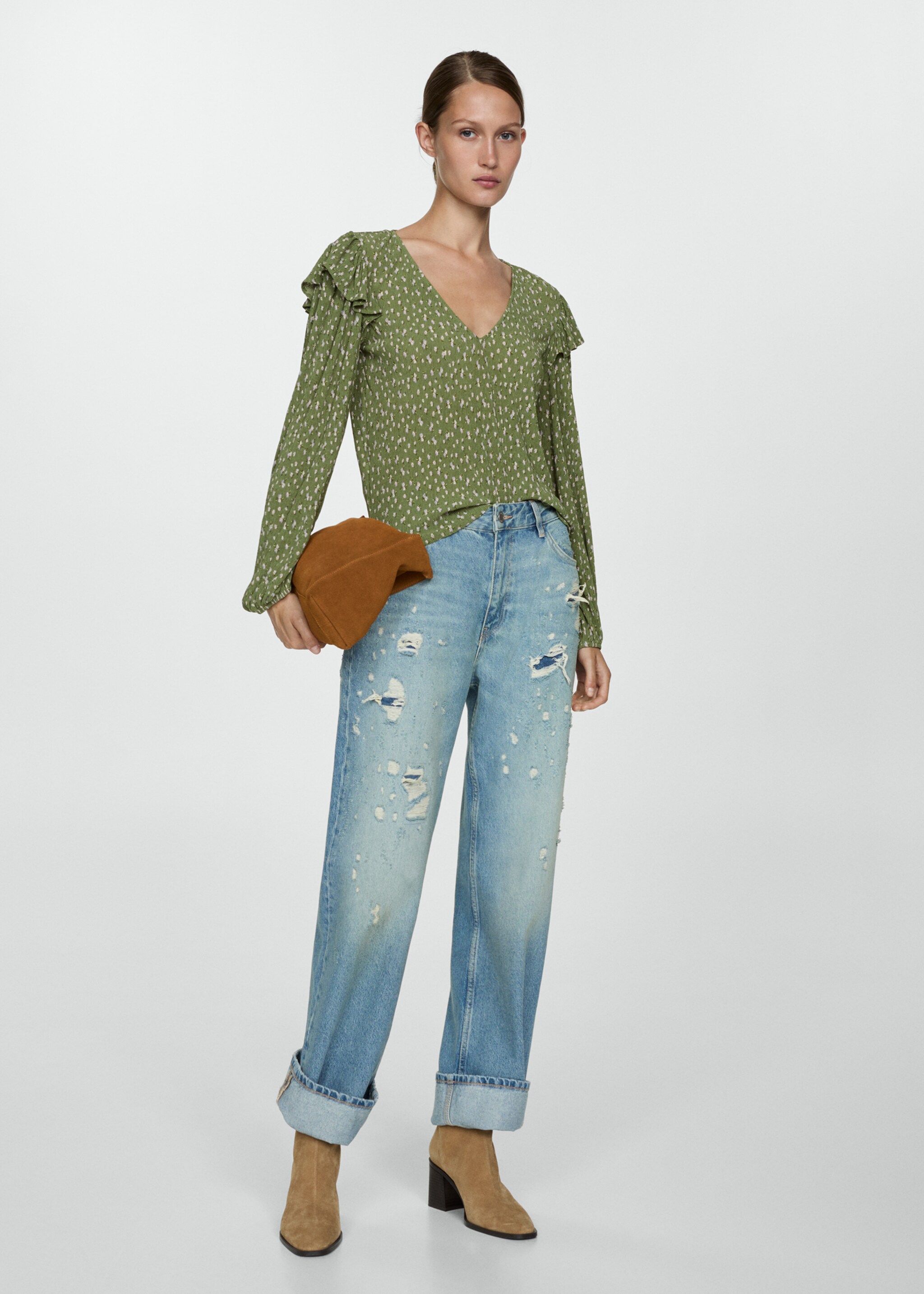 Blouse imprimée à volants - Plan général