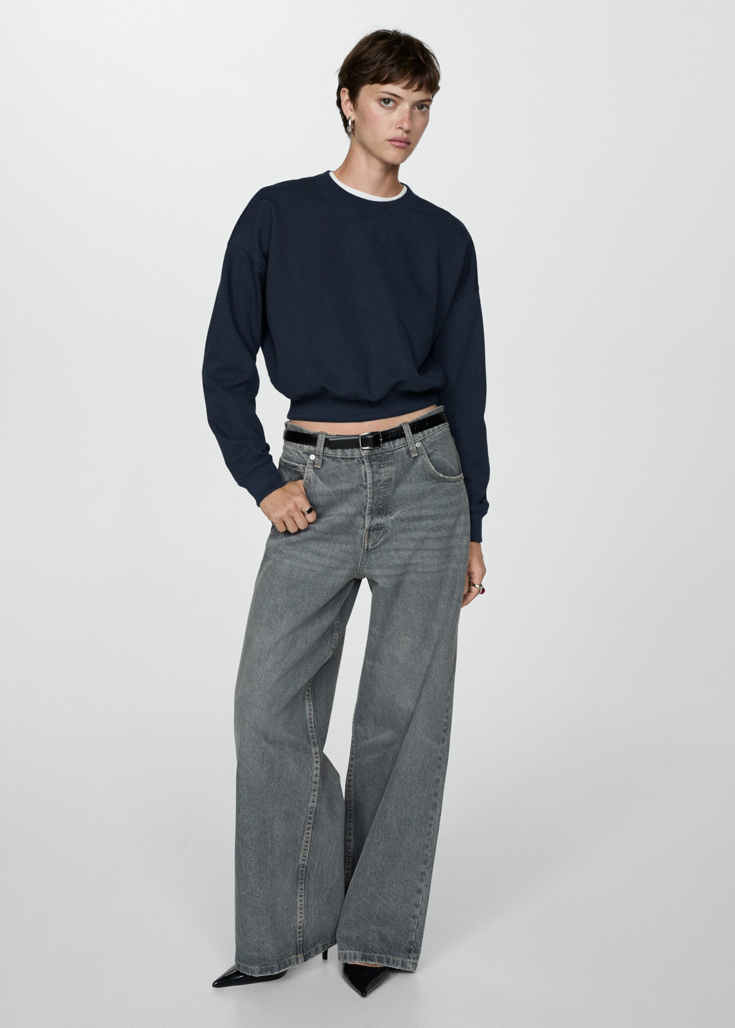 Round-neck cotton sweatshirt - General plane