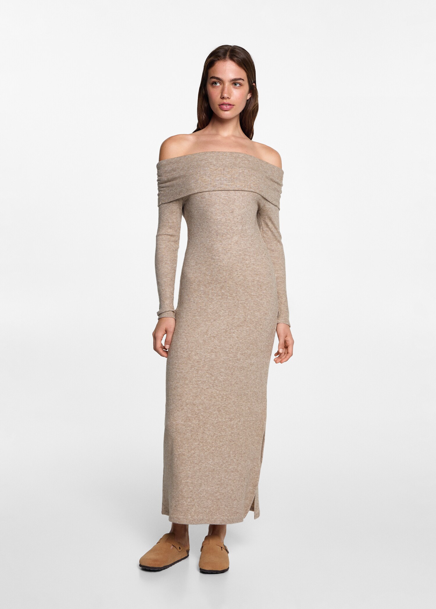 Off-the-shoulder midi-dress - General plane