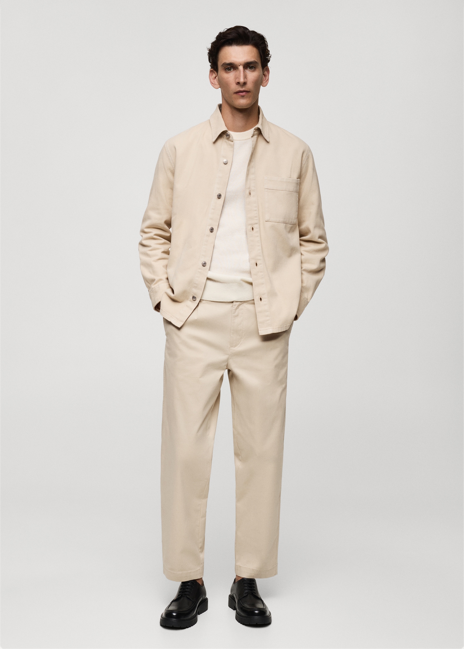 Pantalón regular fit algodón pinzas - Plano general