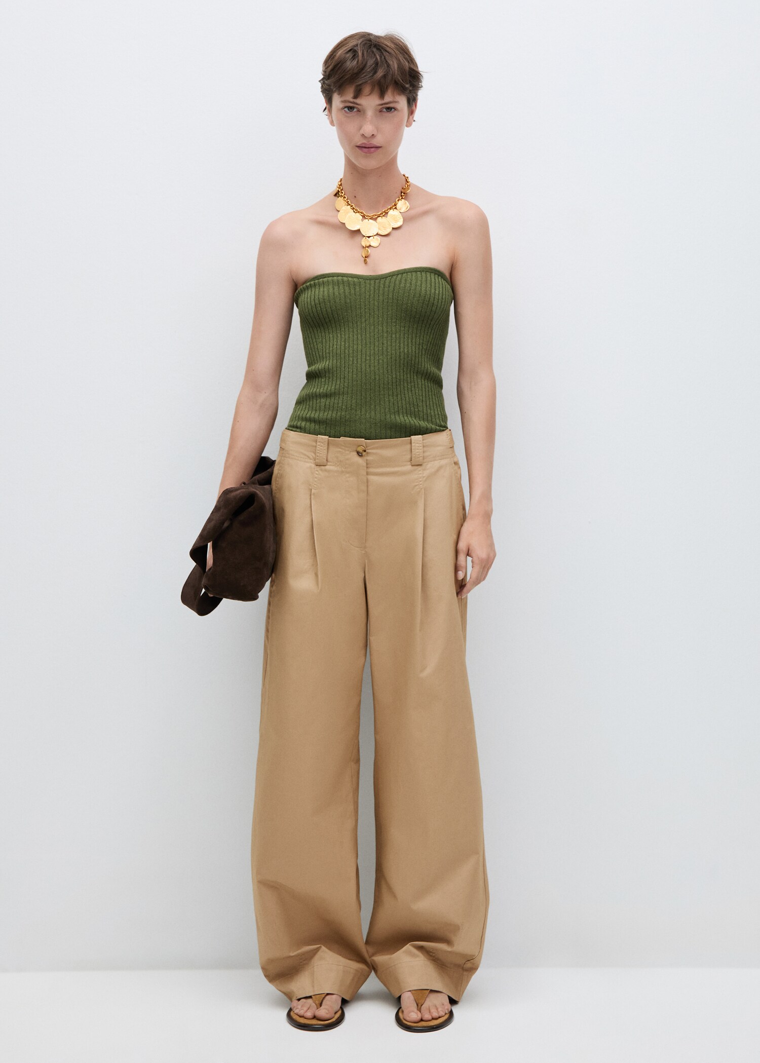 Wideleg pleated trousers - General plane