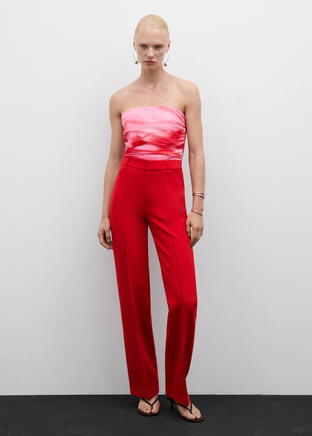 Mango red pants best sale