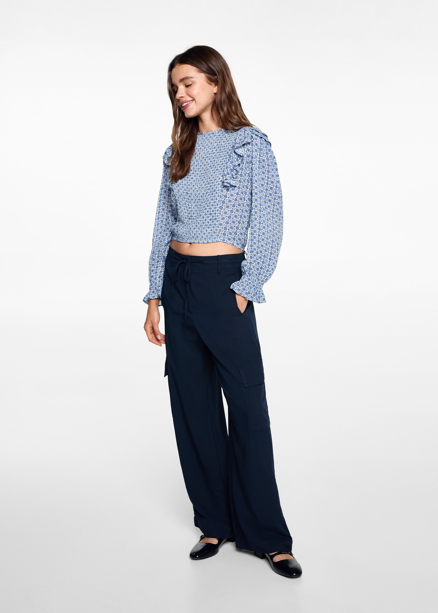 Blouse imprimée à volants - Plan général