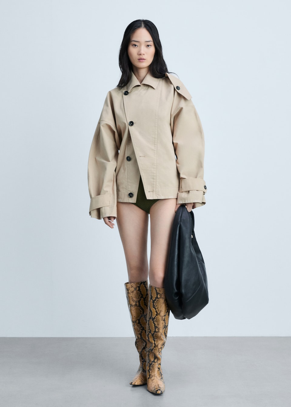Mango Short double-breasted trench coat,