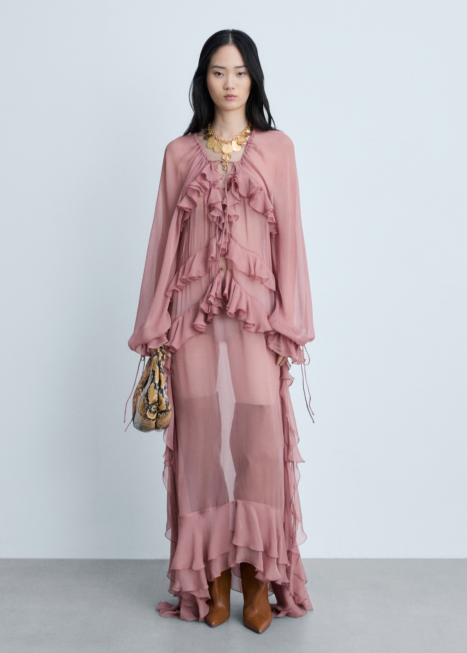 Robe gaze semi-transparente volants - Plan général