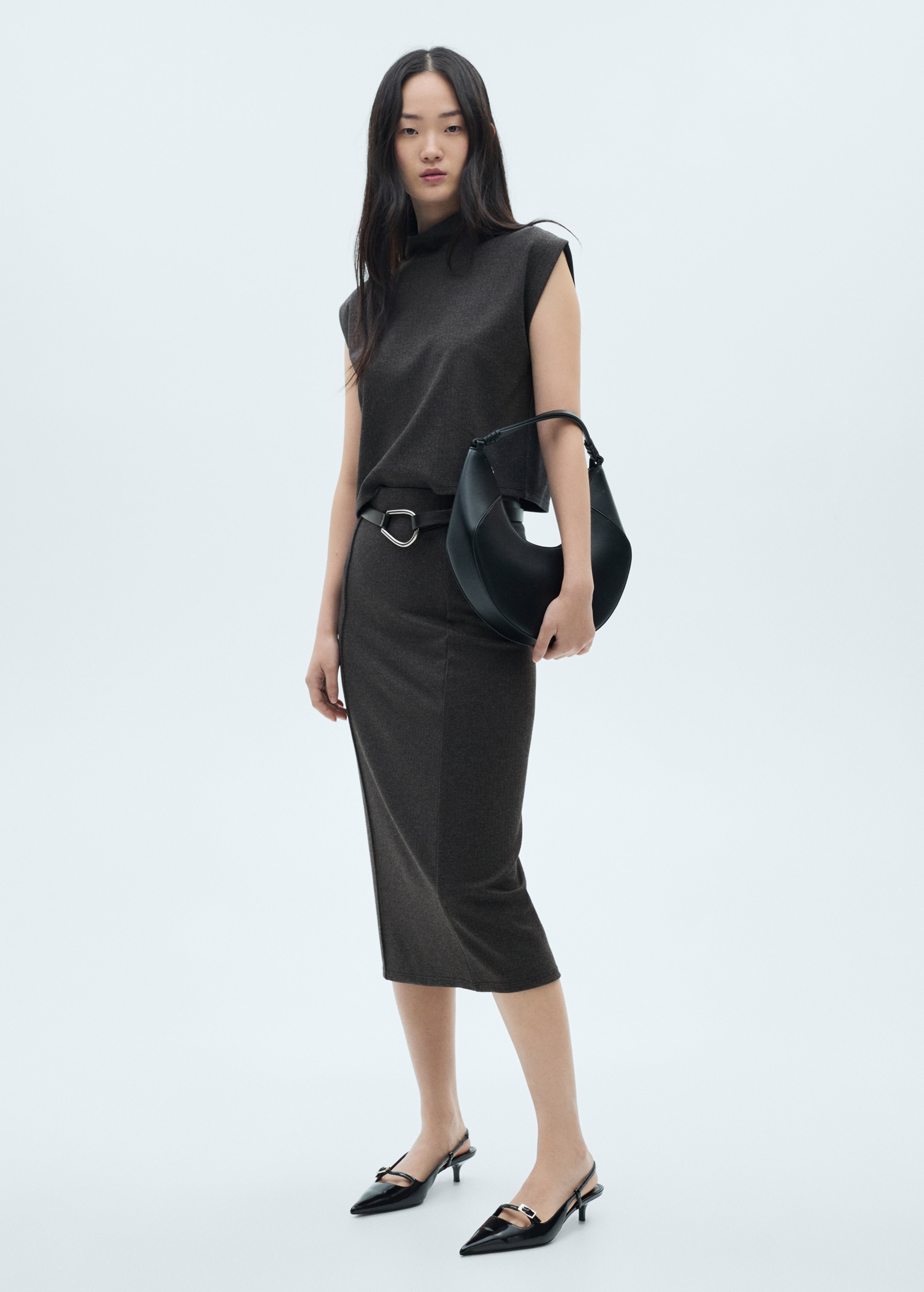 Ribbed midi skirt - General plane